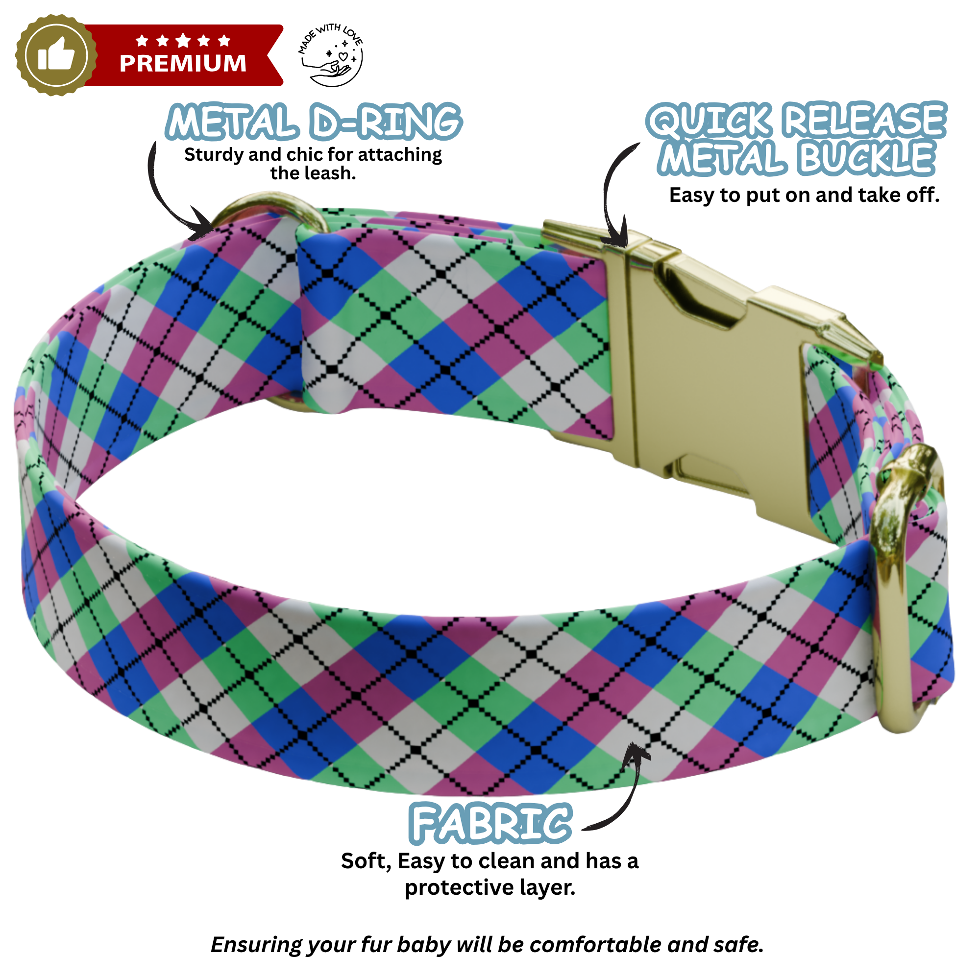 Personalized Argyle Dog Collar & Leash Set