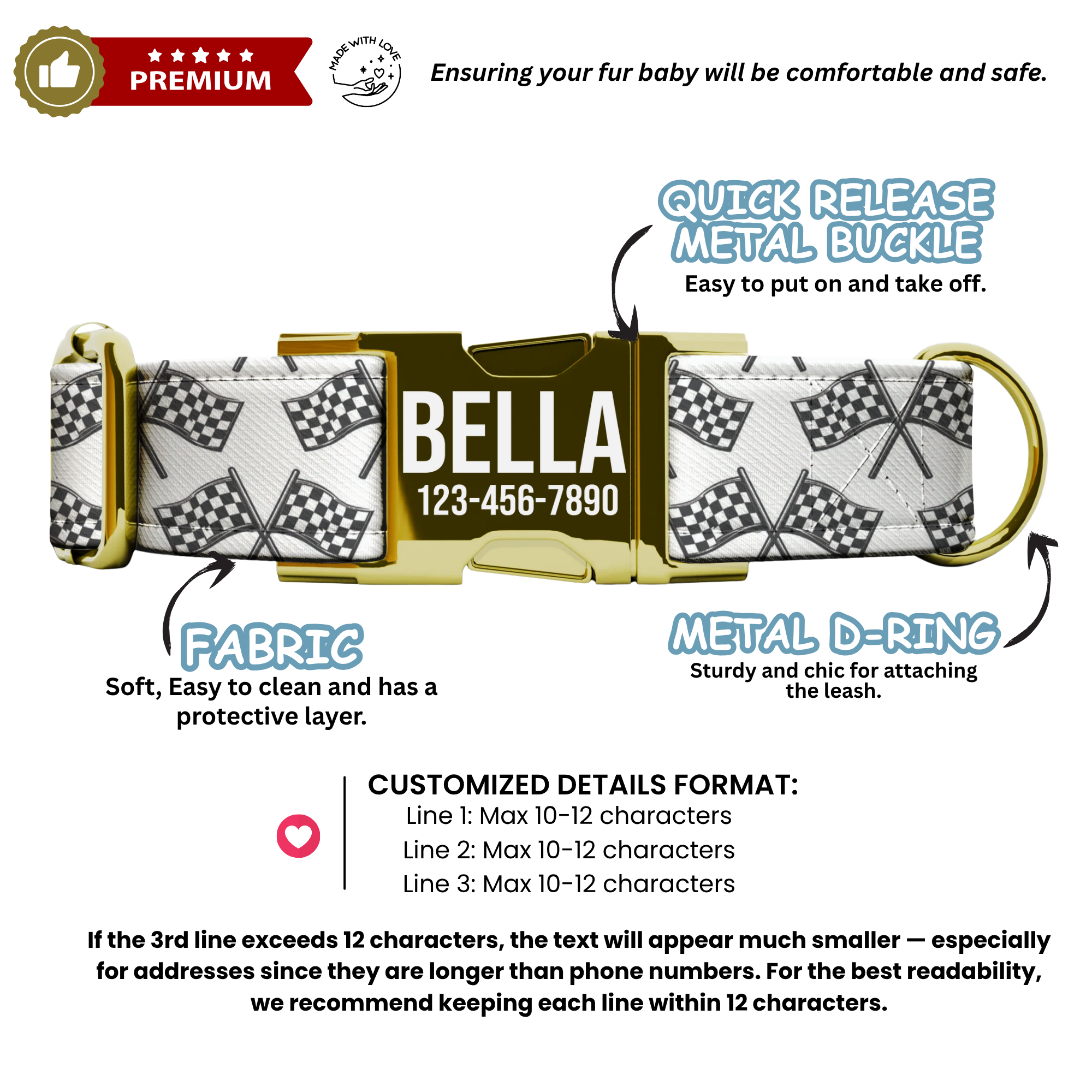 The Polished Dog Speedway Series - Checkered Flag & Trophy Edition Custom Racing Dog Collar