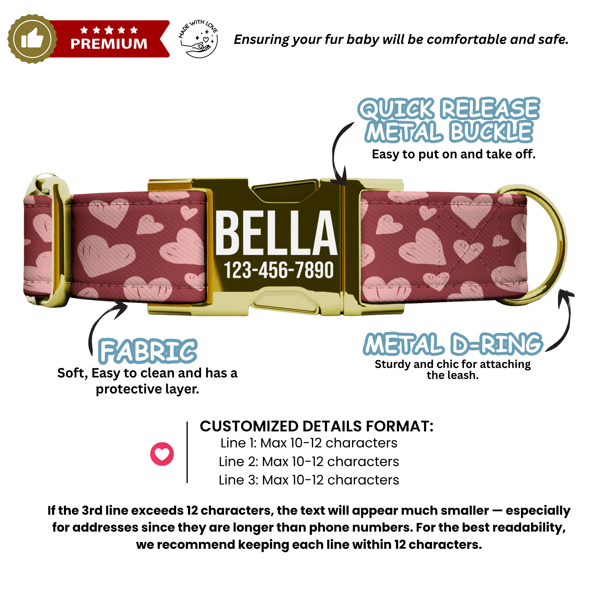 Sweetheart Personalized Dog Collar & Leash