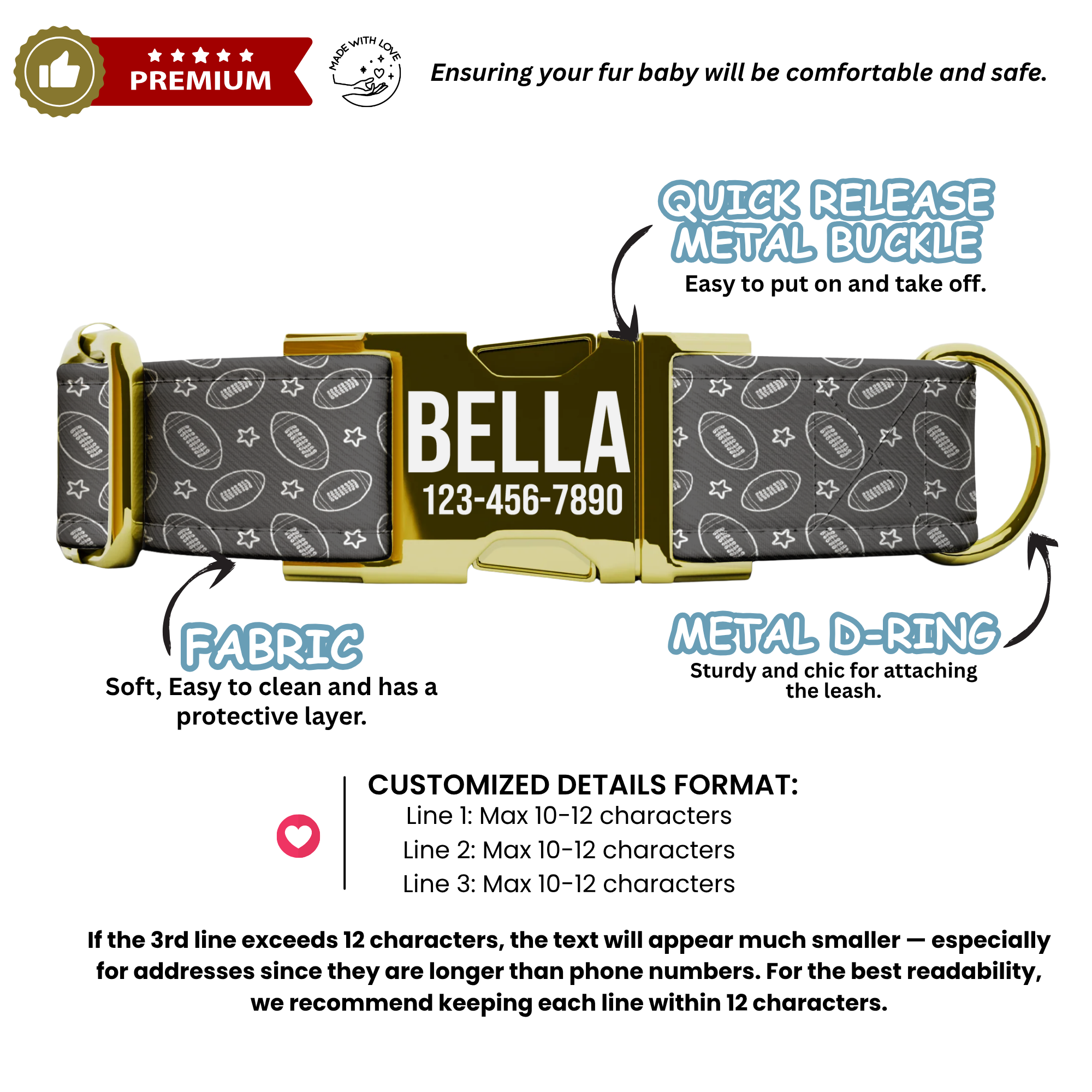 Game Day MVP Personalized Dog Collar – Touchdown-Ready All-Star Pup! Football Dog Tag