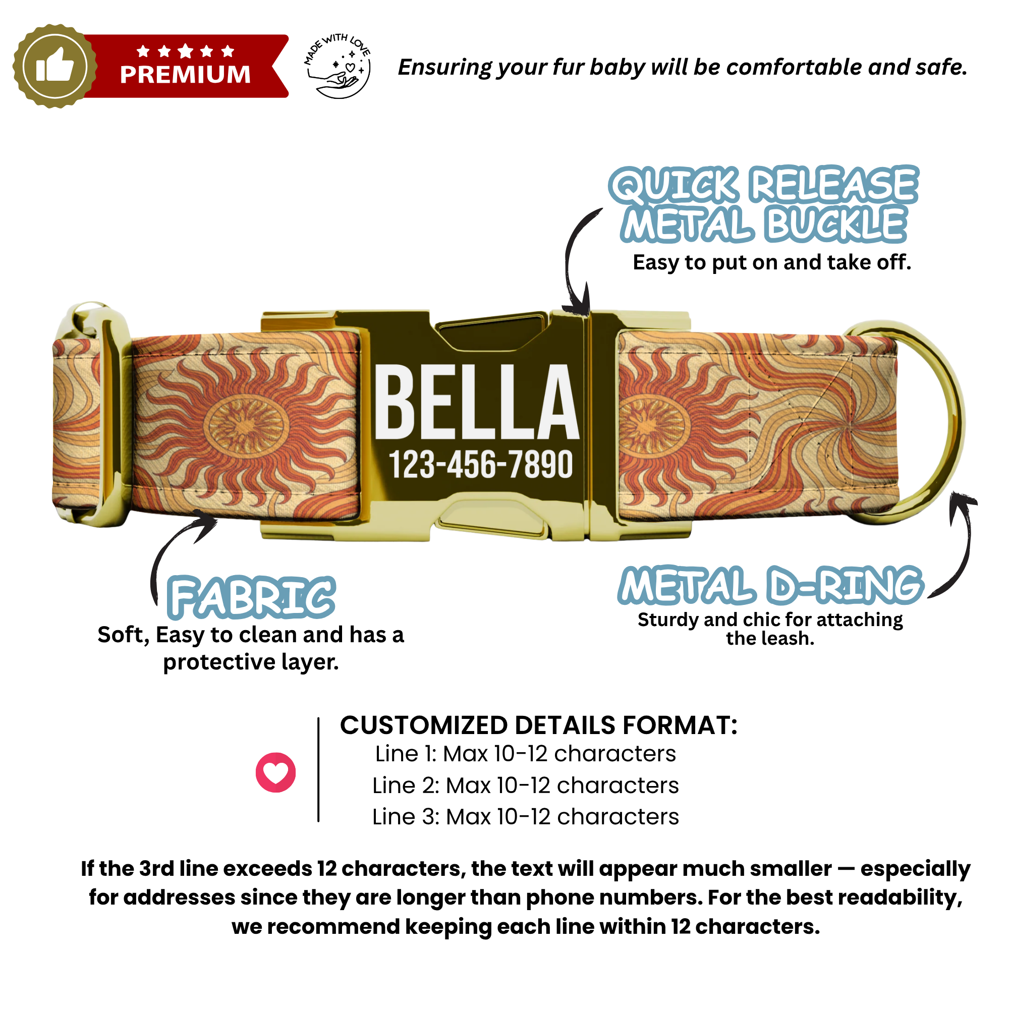 Sunny Vibes Personalized Dog Collar & Leash Set