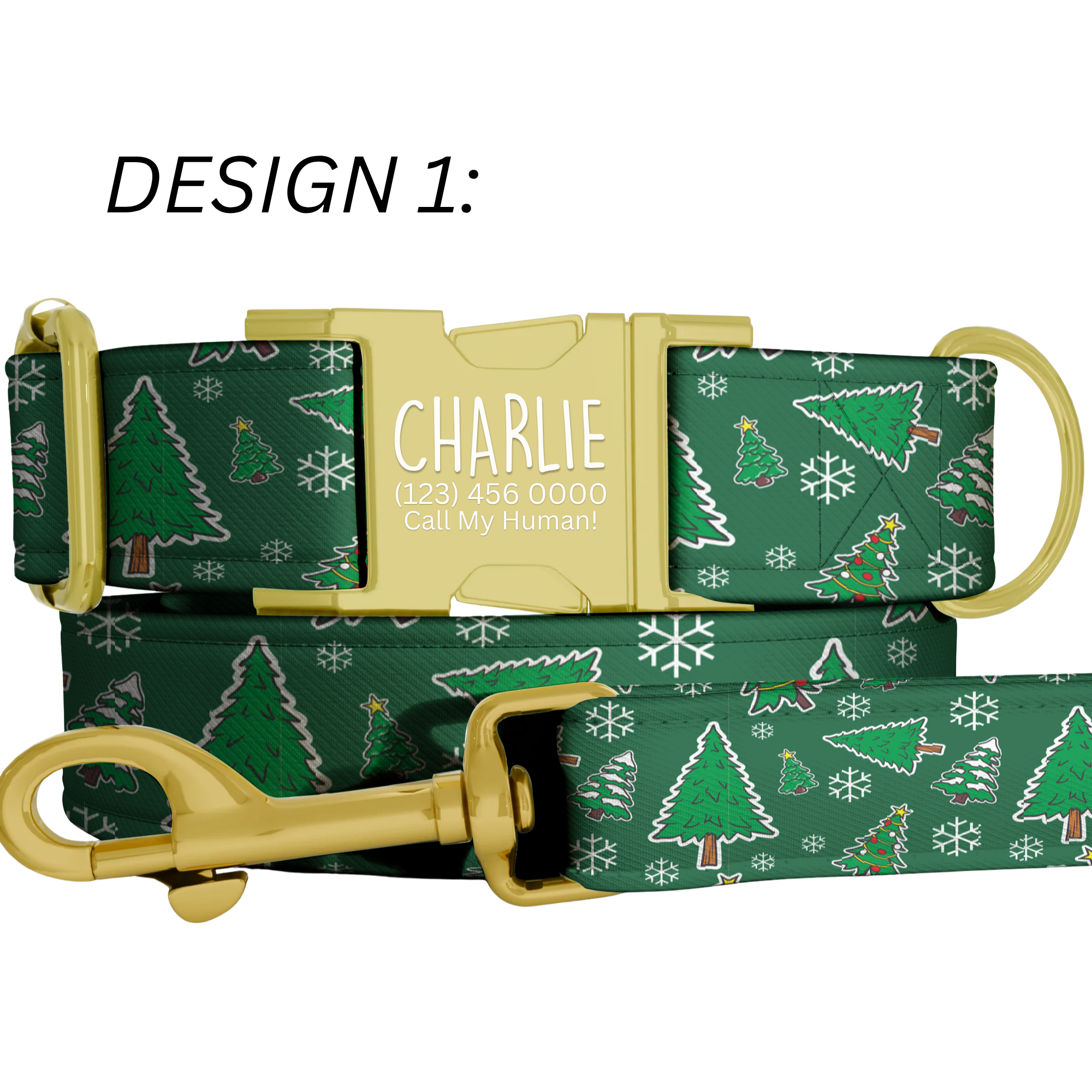 Christmas Tree Dog Collar Festive Holiday Pattern Personalized Name Collar Custom Pet ID Collar Reindeer Snowflake Puppy Accessory