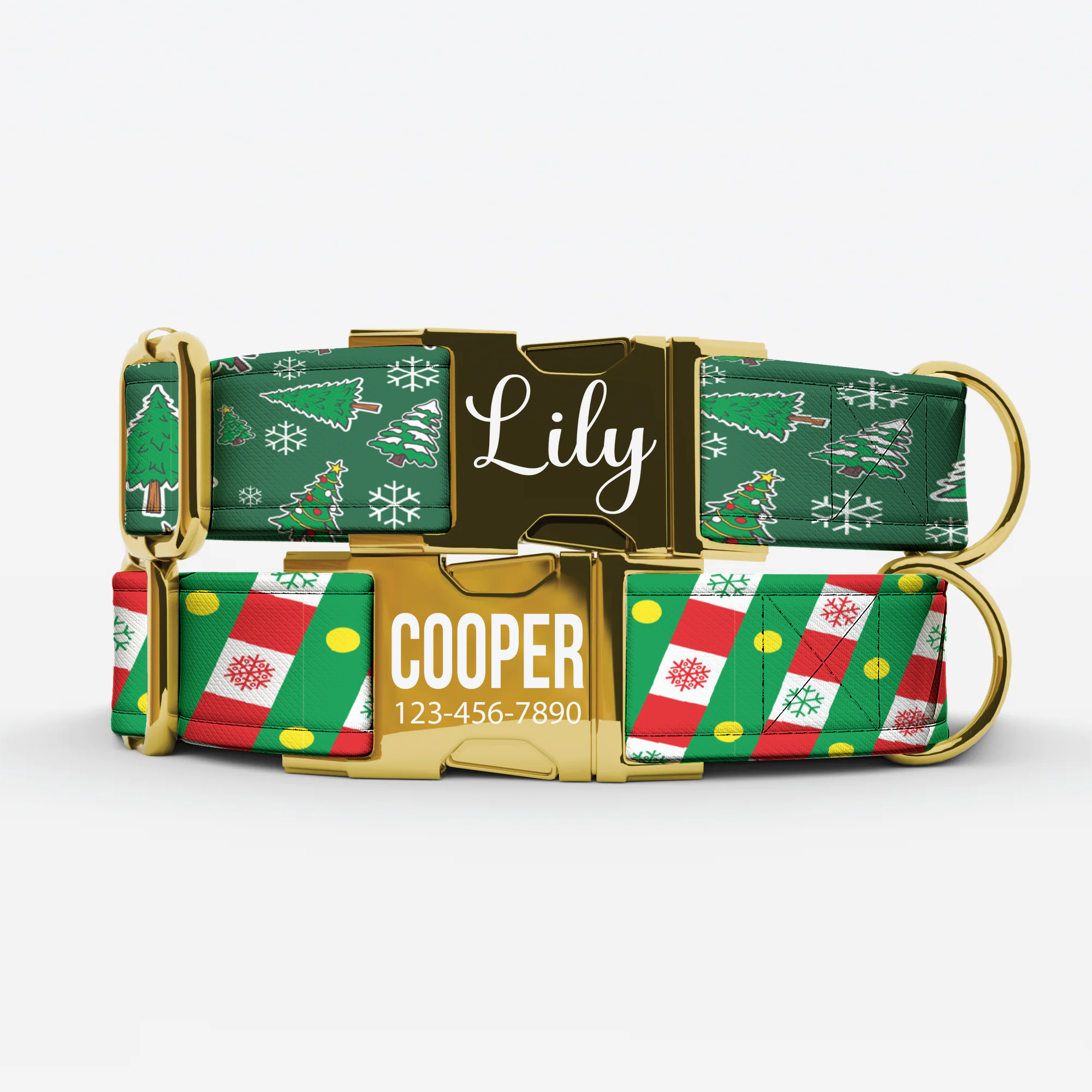 Christmas Tree Dog Collar Festive Holiday Pattern Personalized Name Collar Custom Pet ID Collar Reindeer Snowflake Puppy Accessory