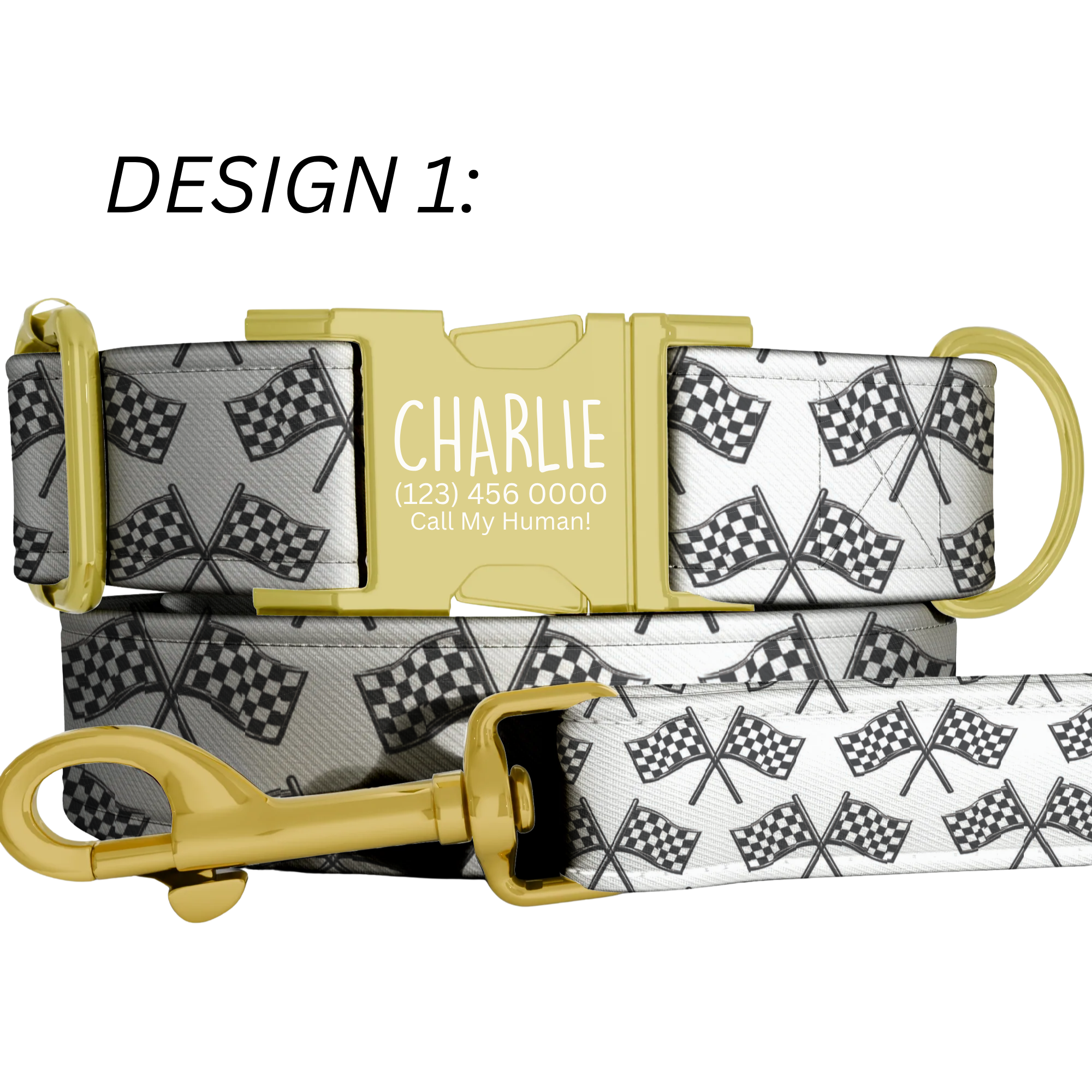 The Polished Dog Speedway Series - Checkered Flag & Trophy Edition Custom Racing Dog Collar