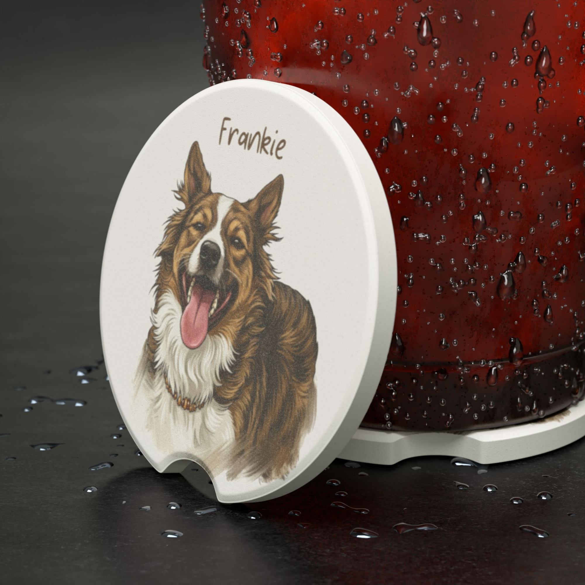 Custom Pet Photo Soapstone Car Coaster  Personalized Dog Car Coaster Set Pet Portrait Cup Holder Coaster Pet Memorial Car Accessory Gift
