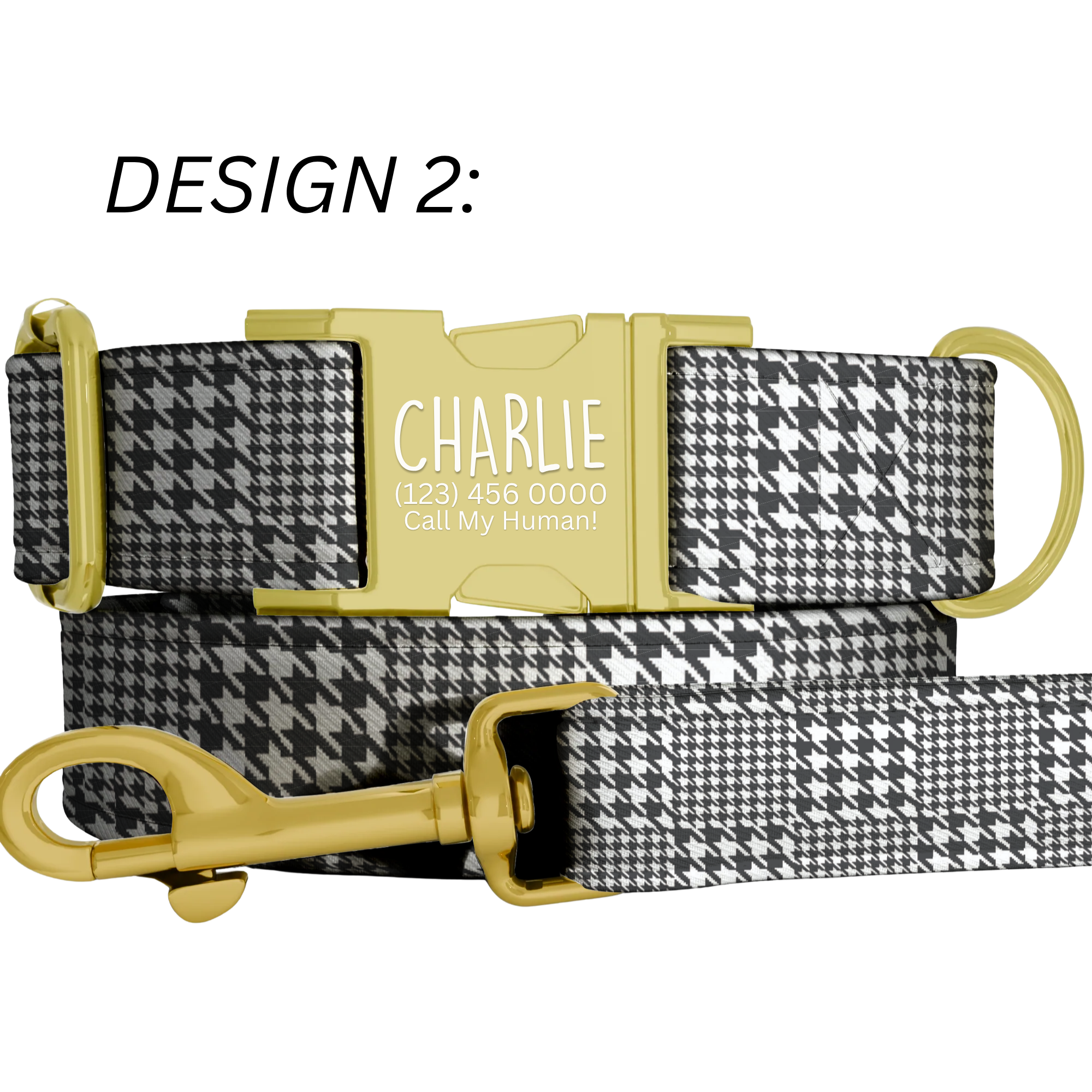 Houndstooth Personalized Dog Collar & Leash Set