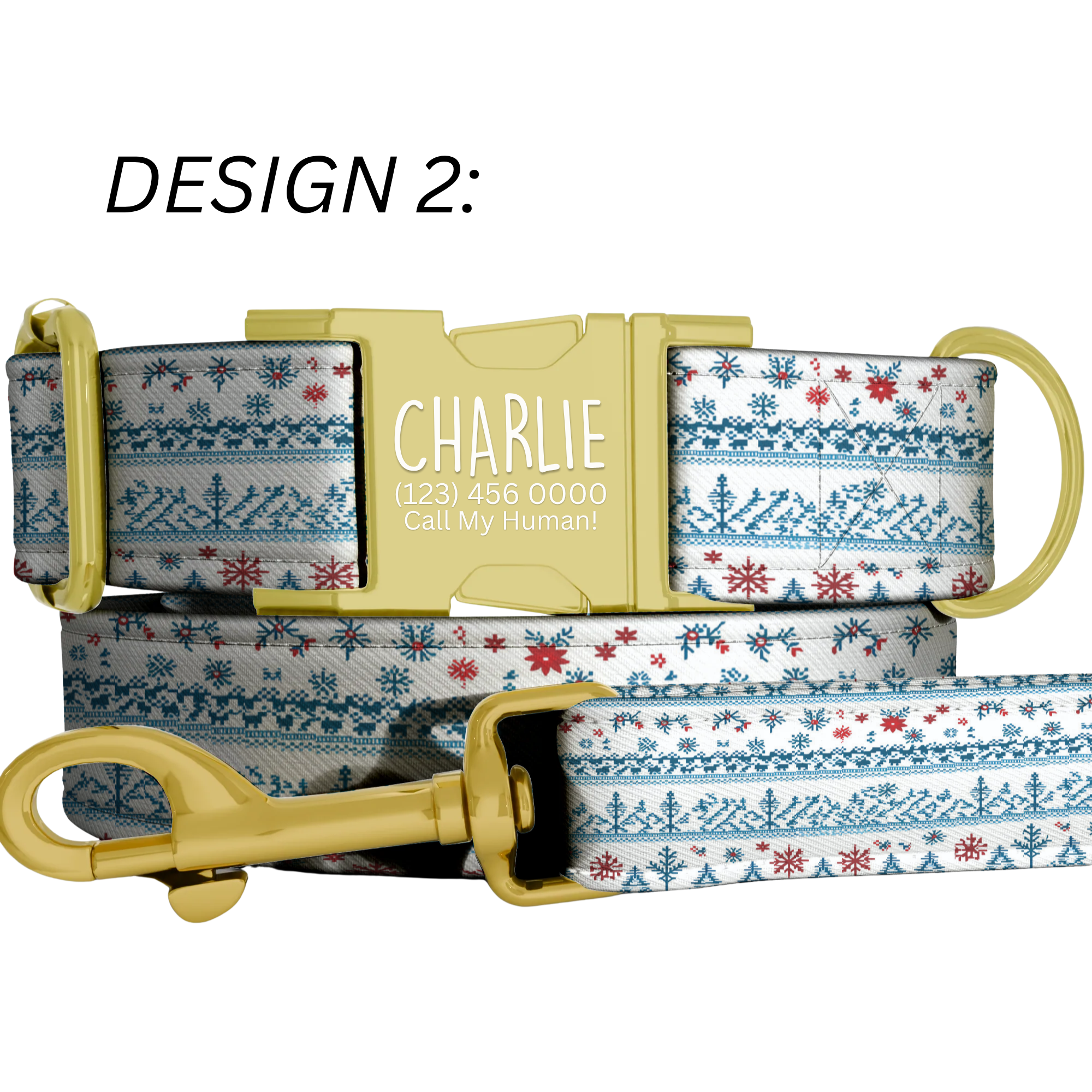 Blue Snowflake Dog Collar Nordic Winter Pattern Personalized Name Collar Custom Pet ID Christmas Puppy Gift Holiday Accessory