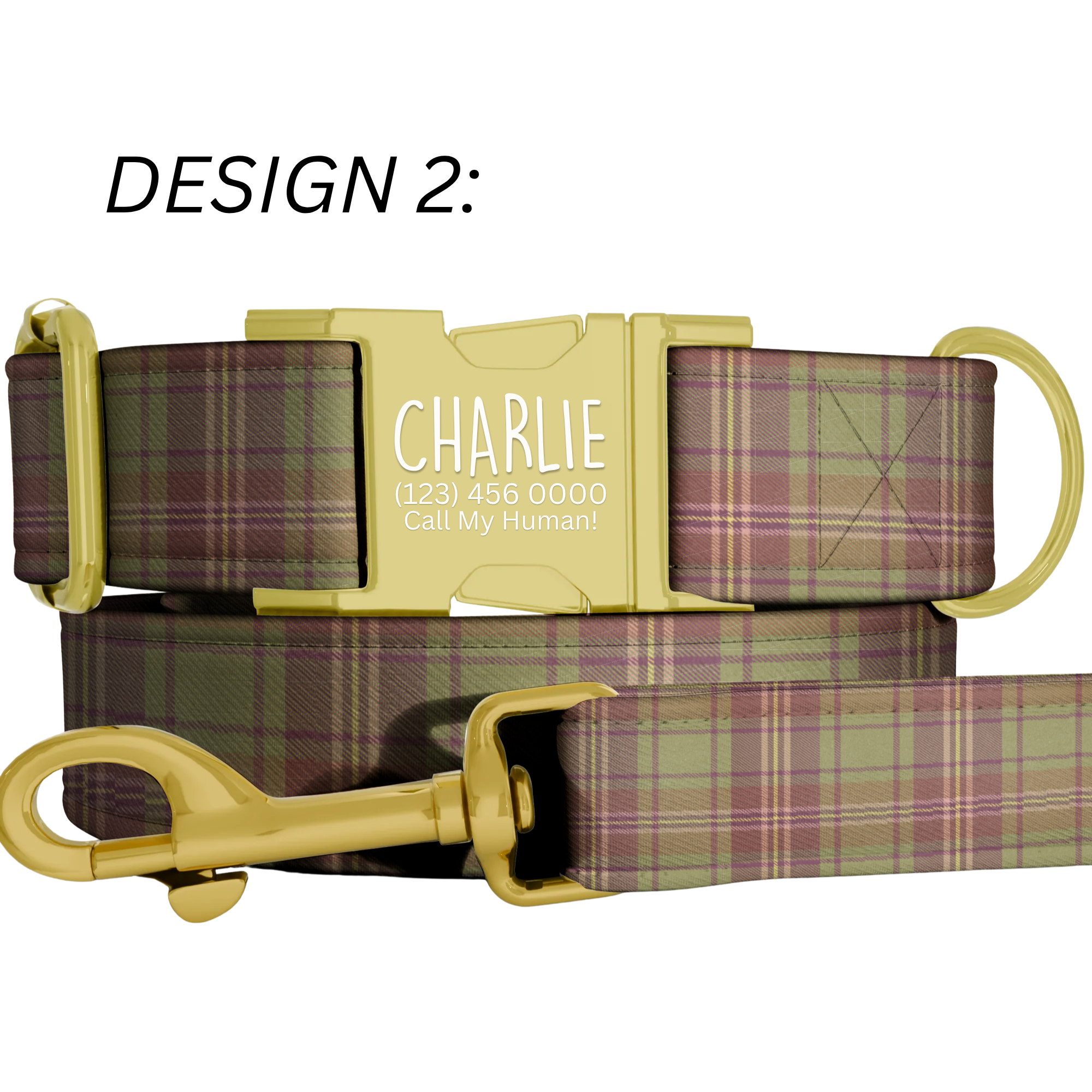 Retro Plaid Personalized Dog Collar & Leash Set