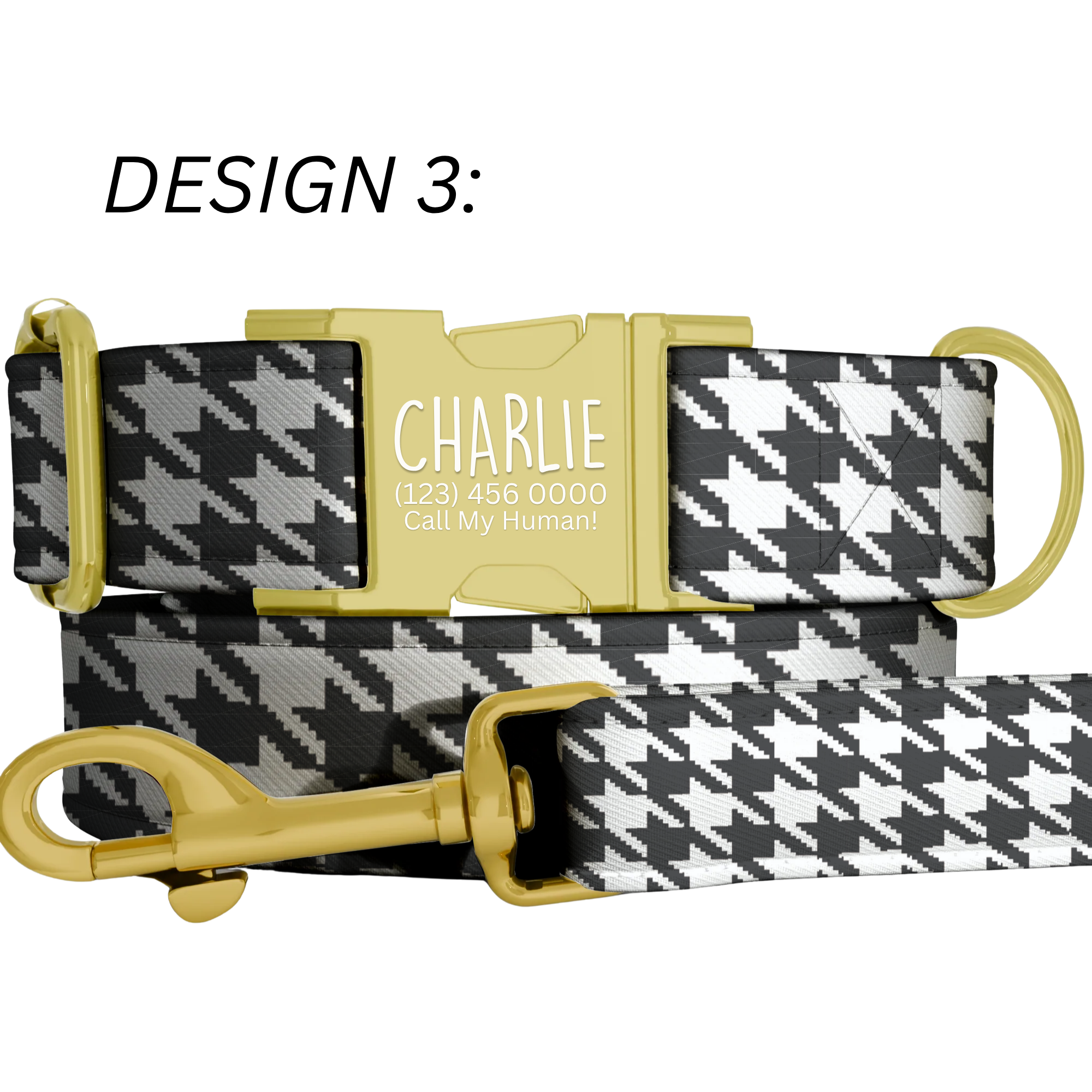 Houndstooth Personalized Dog Collar & Leash Set