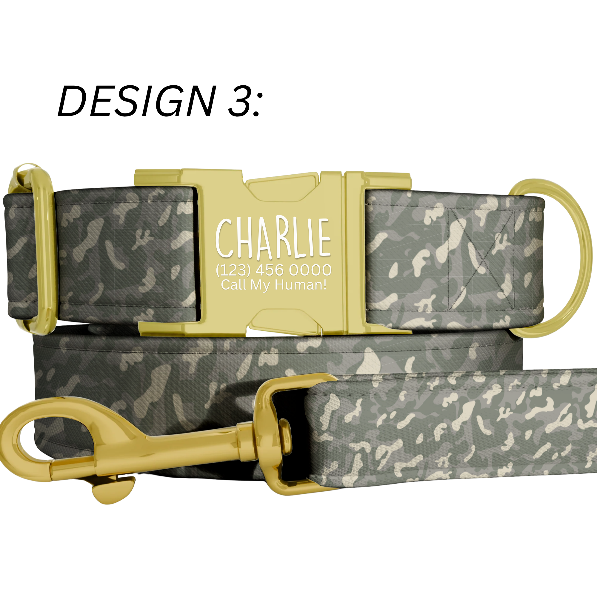 Camouflage Personalized Dog Collar Custom Military Boy Dog Collar Adjustable