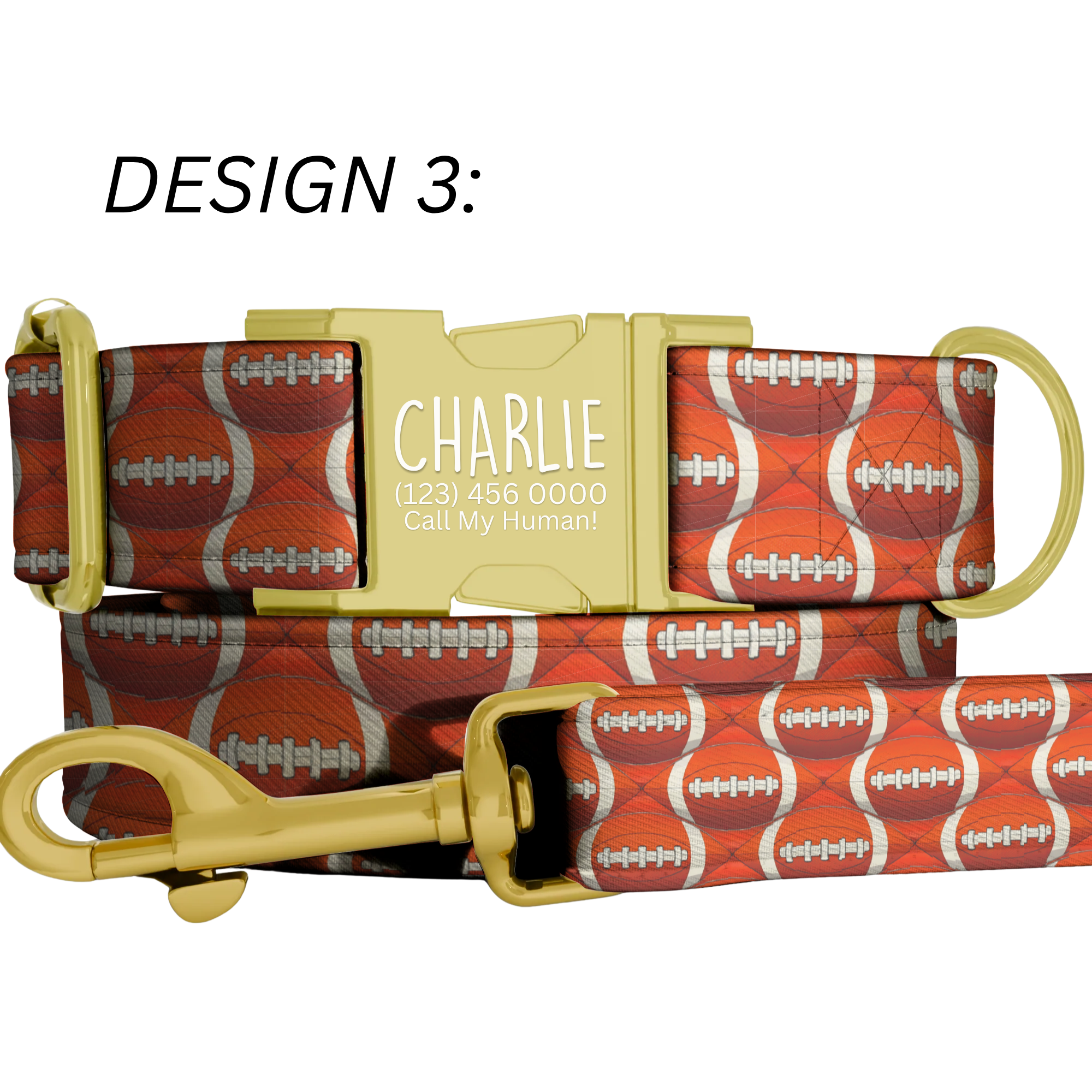 All-Star Game Day Dog Collar Personalized Football Vibes Aqua & Orange Pup Sunday Funday Football Dog Collar