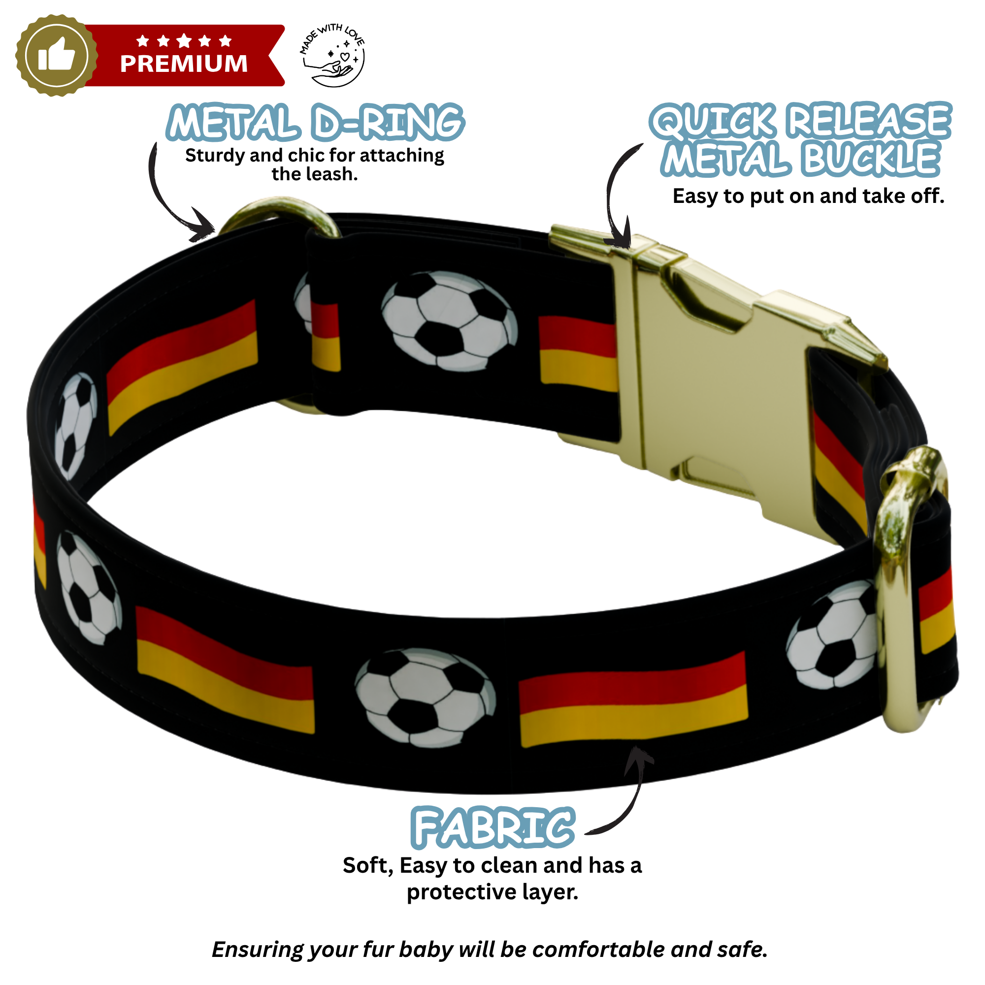 Custom Soccer Dog Collar,Soccer Championship Inspired Pet Collar, Personalized Engraved Name 12 Country Flags Pet Collar Gift Pet Owner (OG-647)