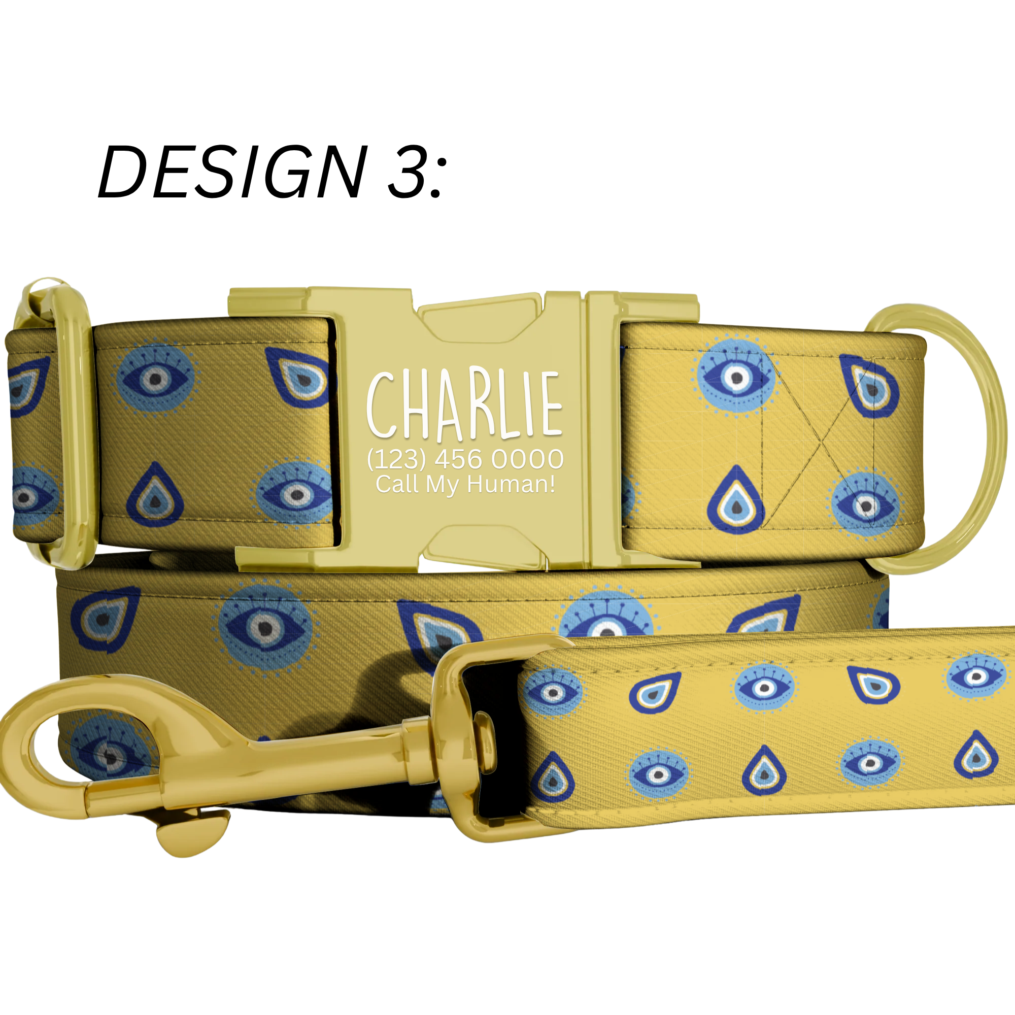 Evil Eye Personalized Dog Collar & Leash Set