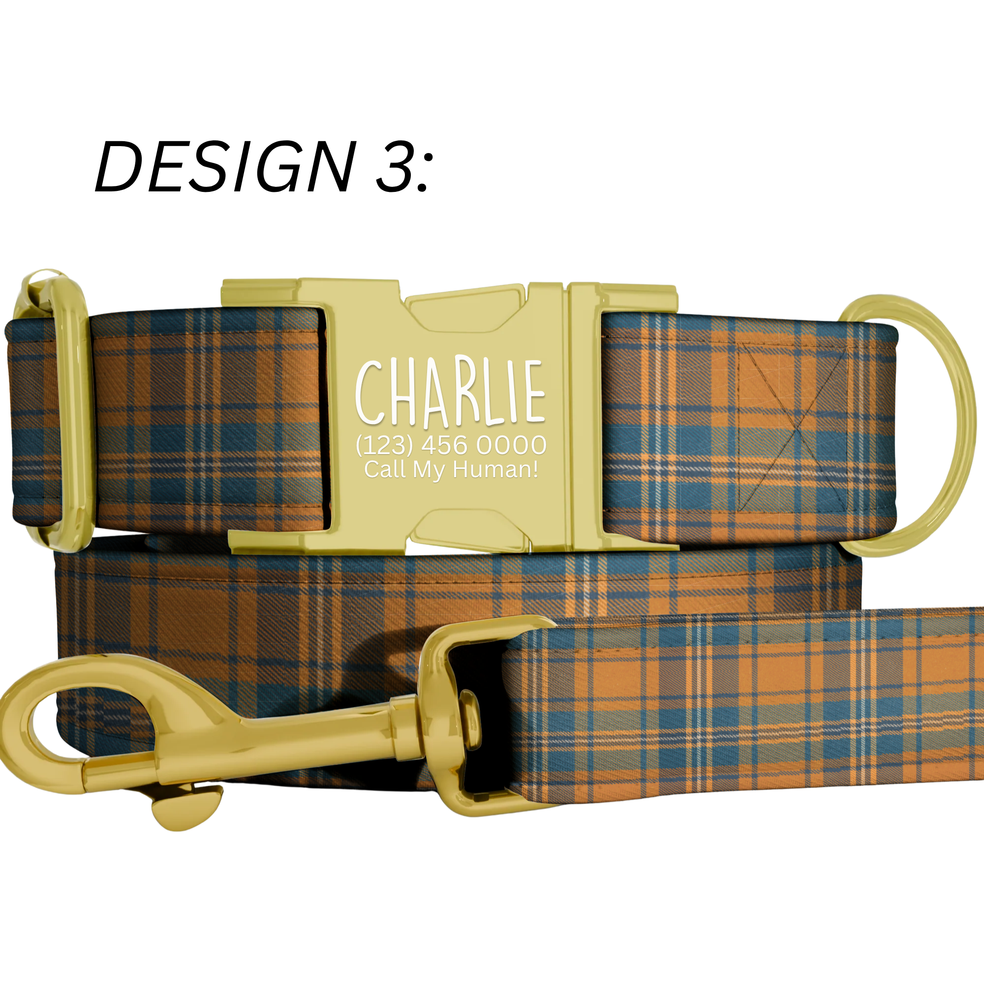 Retro Plaid Personalized Dog Collar & Leash Set