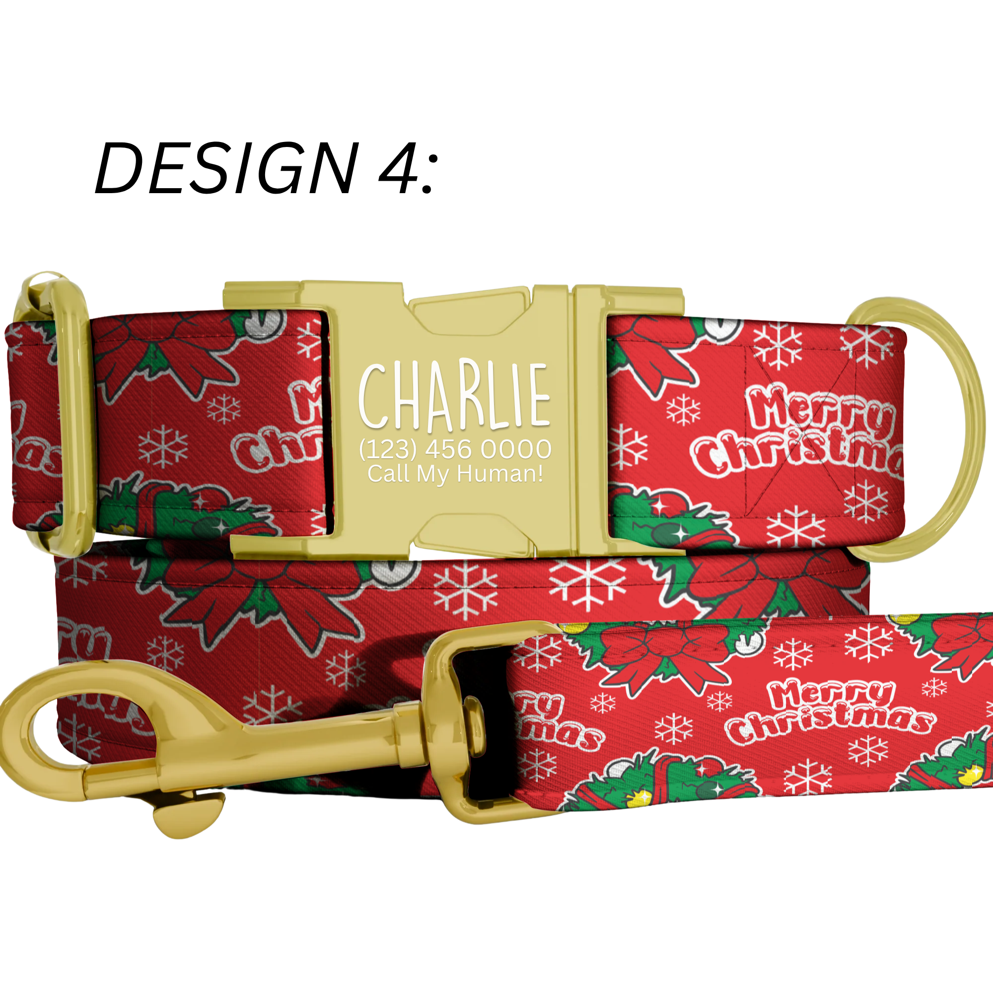 Christmas Tree Dog Collar Festive Holiday Pattern Personalized Name Collar Custom Pet ID Collar Reindeer Snowflake Puppy Accessory