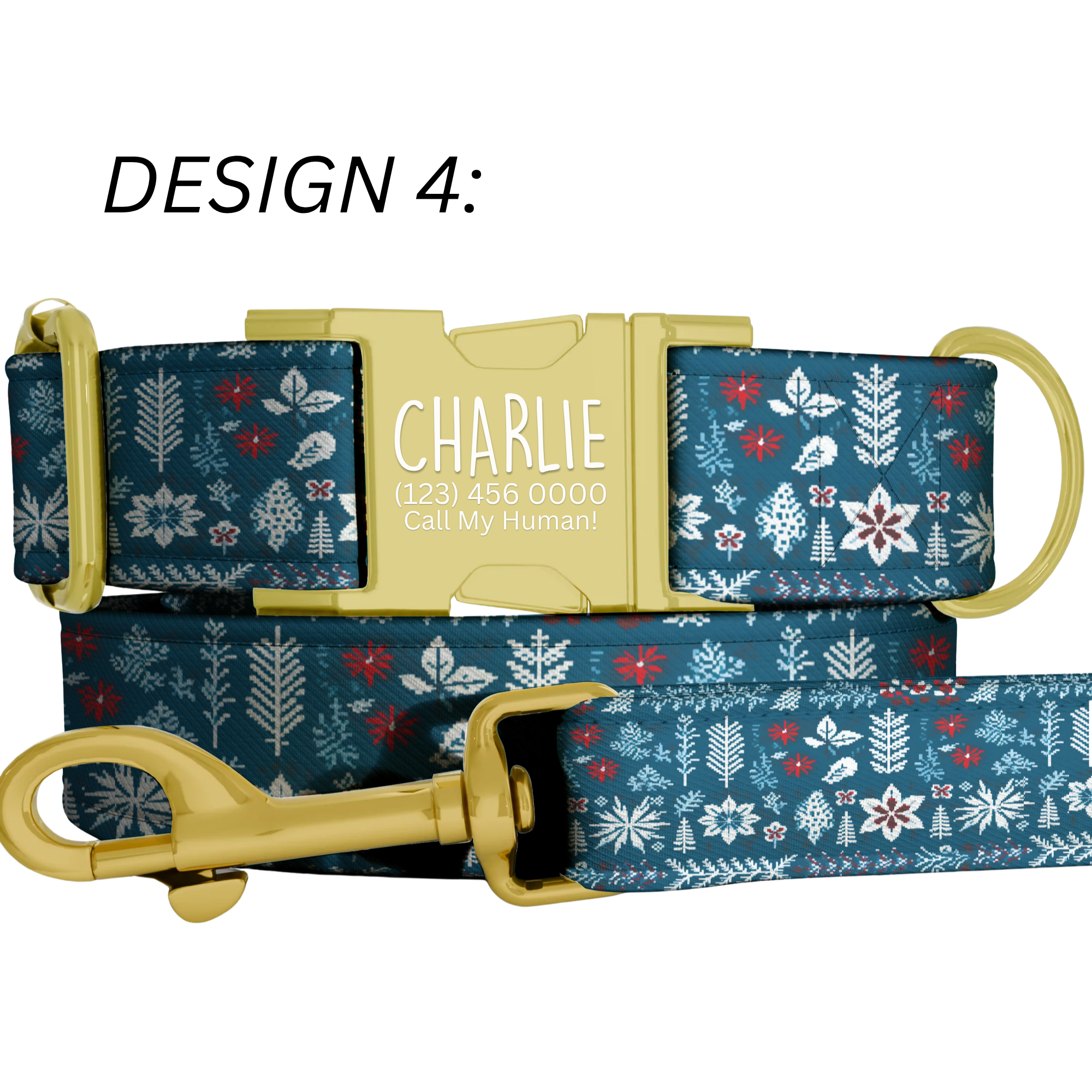 Blue Snowflake Dog Collar Nordic Winter Pattern Personalized Name Collar Custom Pet ID Christmas Puppy Gift Holiday Accessory