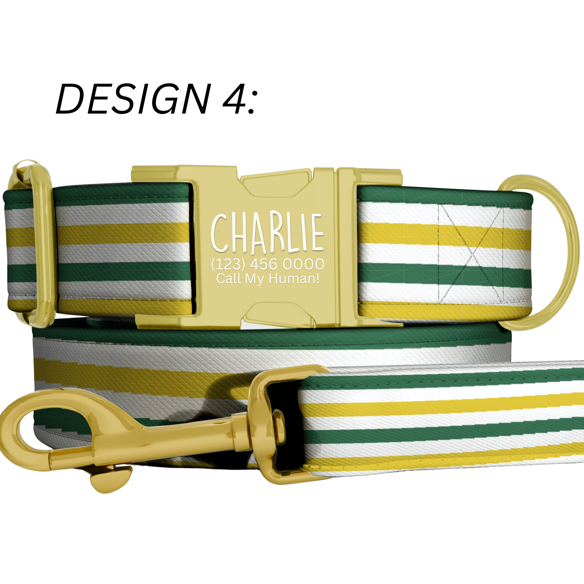 Game Day Collar Green & Yellow Football Dog Collar | Personalized Sports Fan Pet Tag