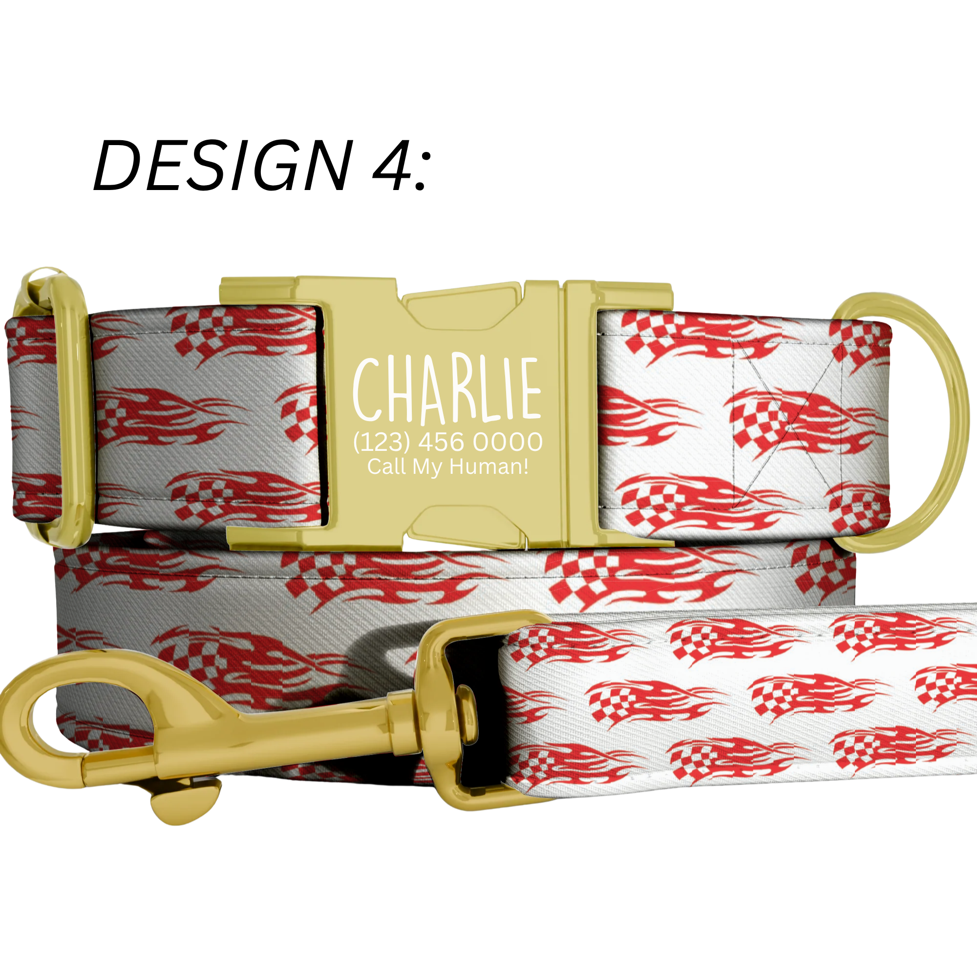 The Polished Dog Speedway Series - Checkered Flag & Trophy Edition Custom Racing Dog Collar