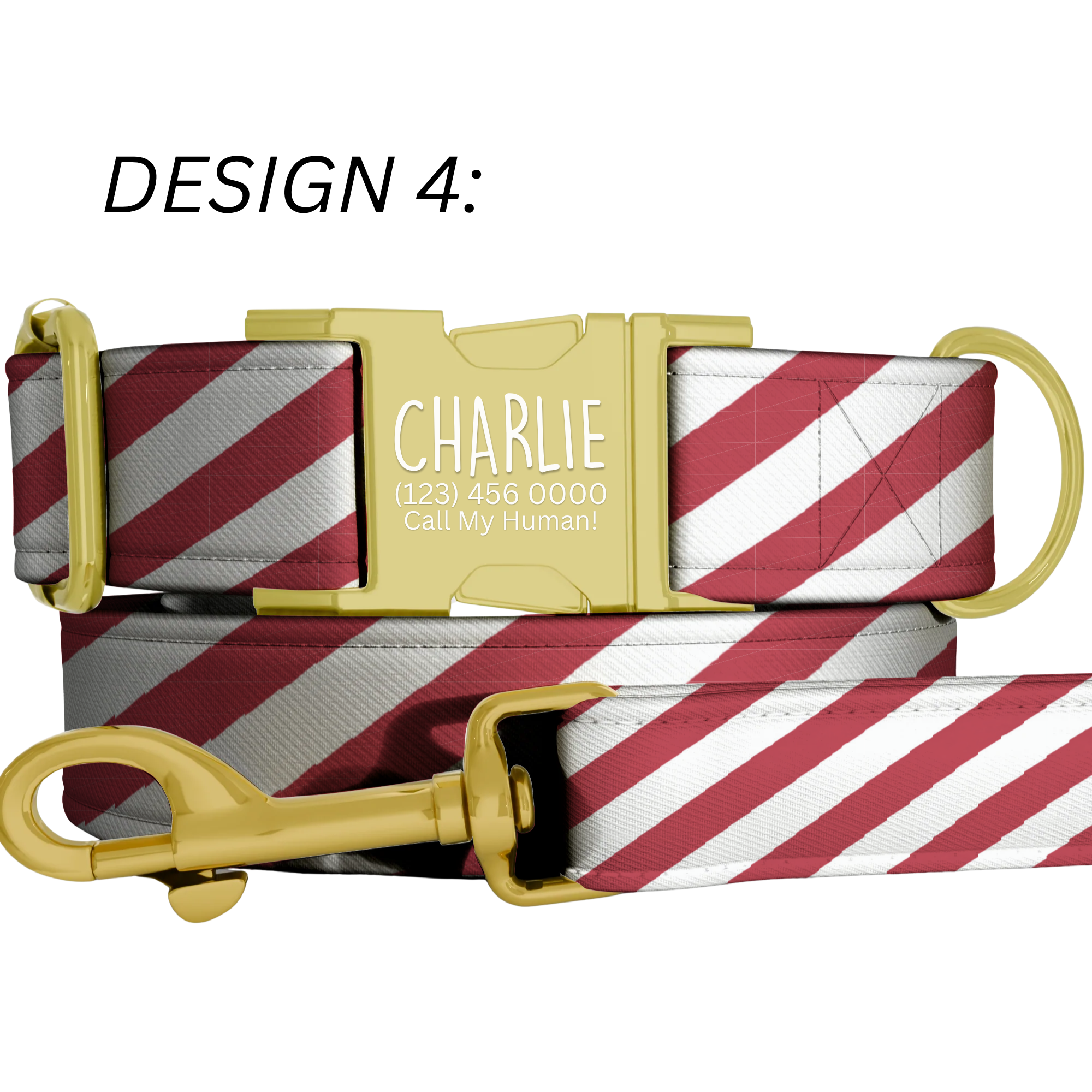 Crimson Red & White Personalized Football Game Day Collar Custom Engraved Name Saturday Series