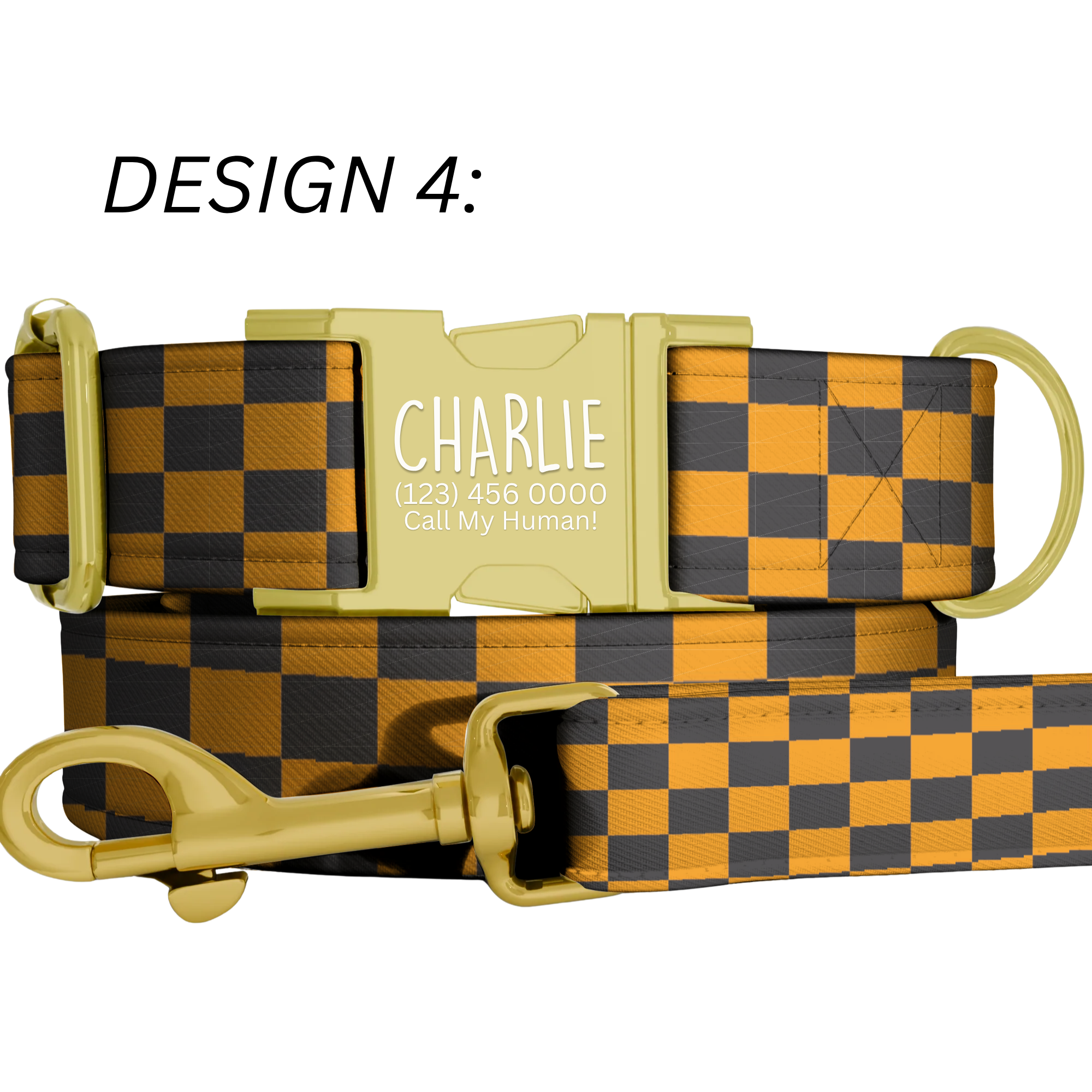 Racing Checkered Flag Personalized Dog Collar & Leash Set