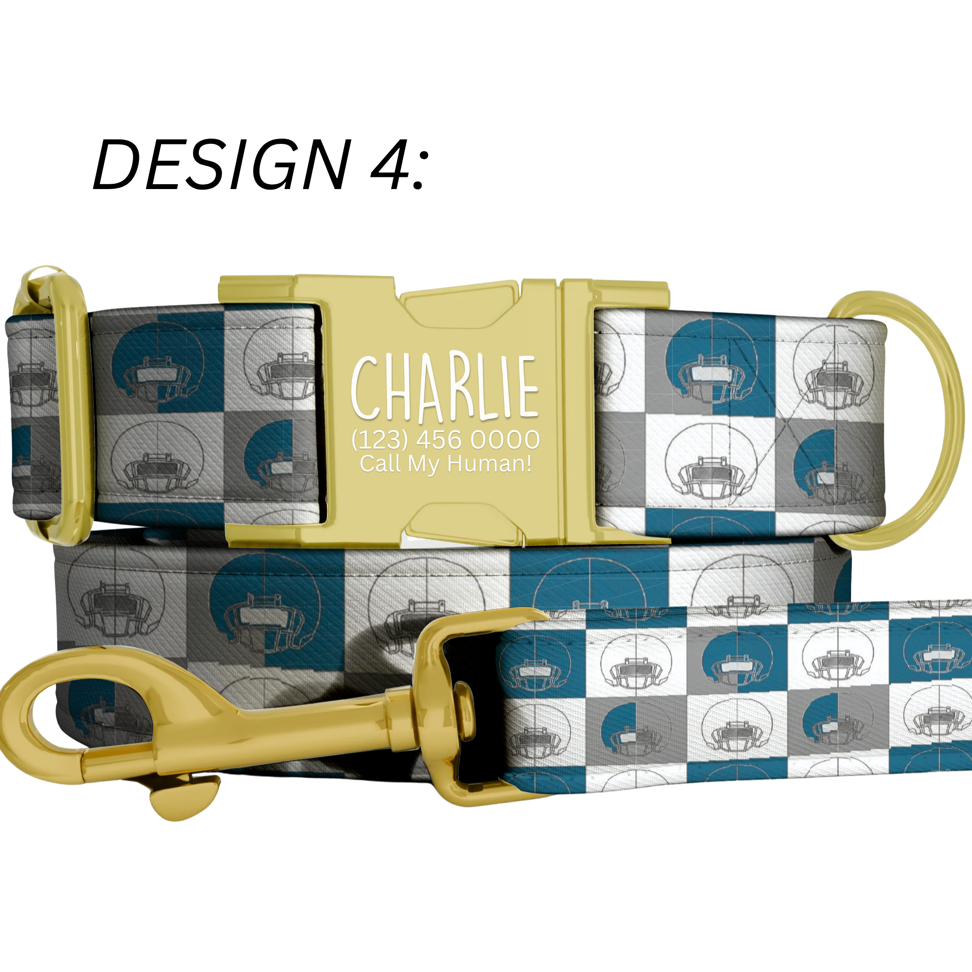 All-Star Game Day Dog Collar Personalized Football Vibes Aqua & Orange Pup Sunday Funday Football Dog Collar