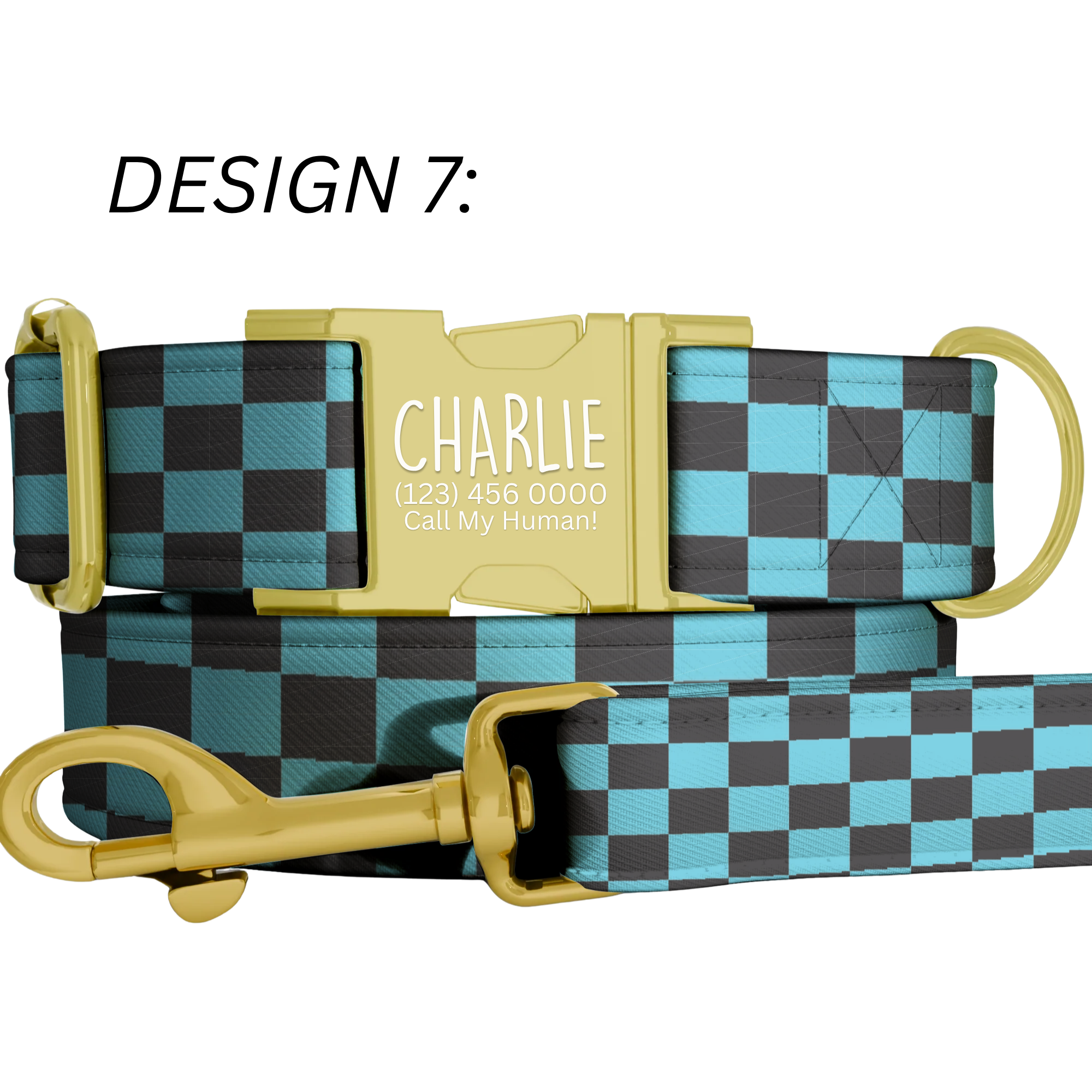 Racing Checkered Flag Personalized Dog Collar & Leash Set