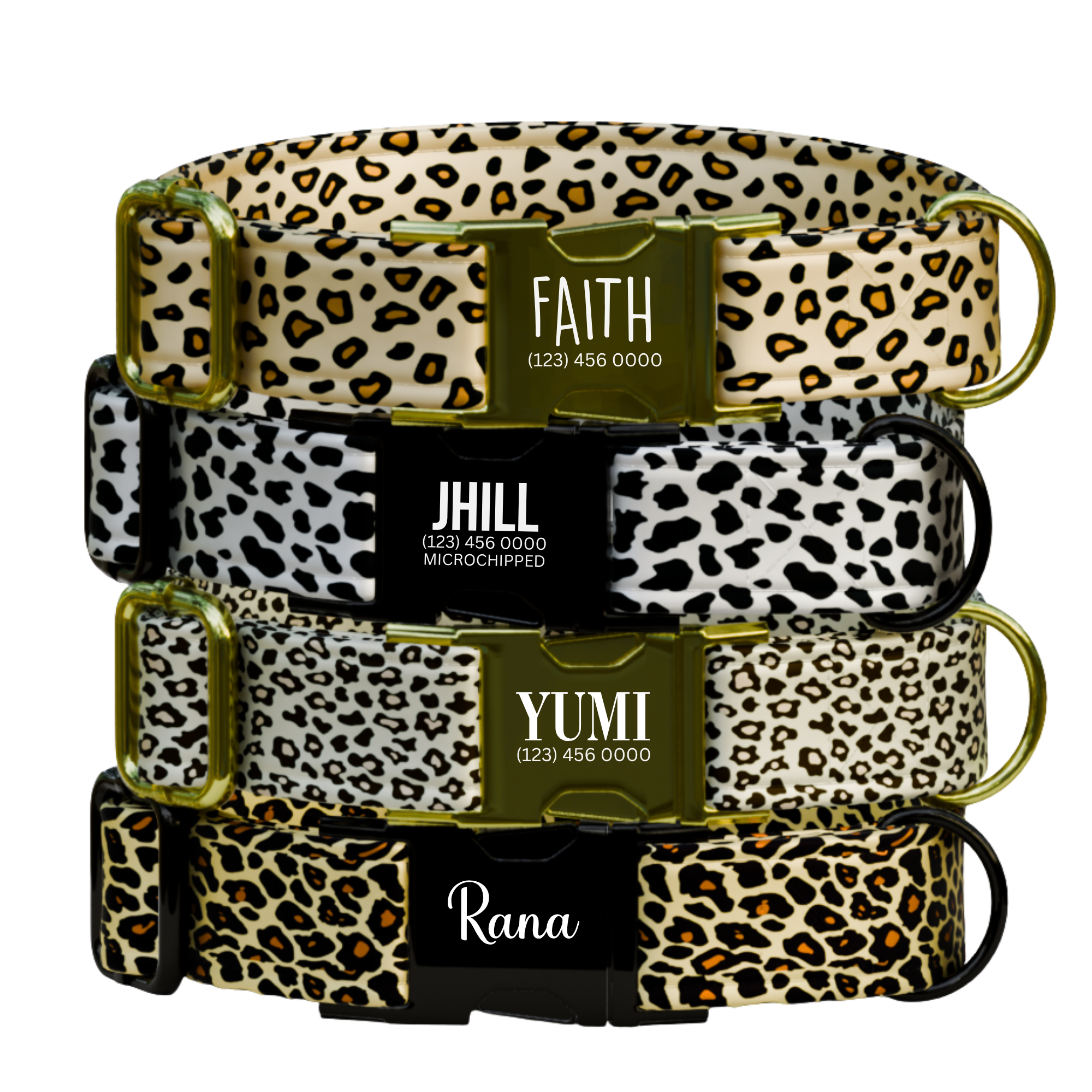 Leopard Print Personalized Dog Collar & Leash Set