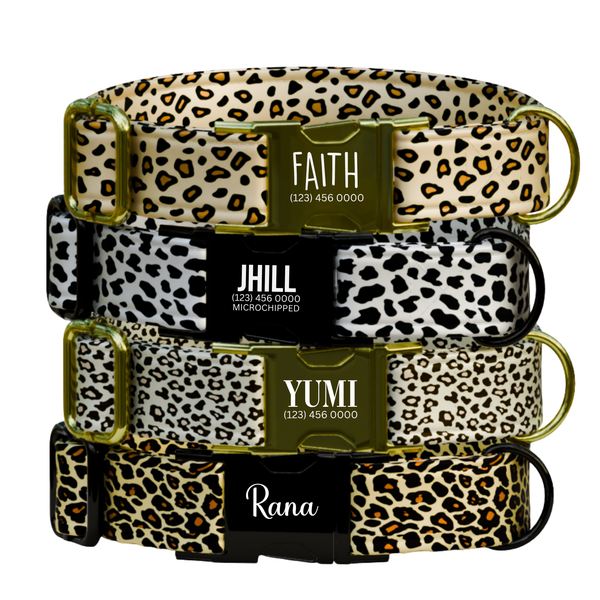 Leopard Print Personalized Dog Collar & Leash Set