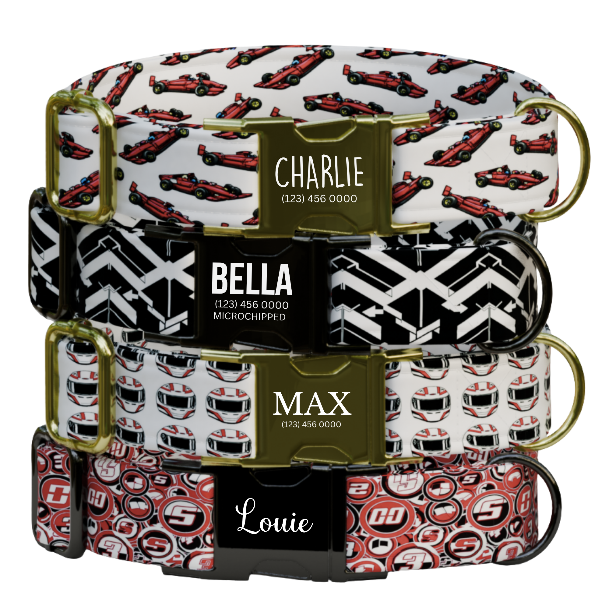 Race Car Formula Style Personalized Dog Collar & Leash Set