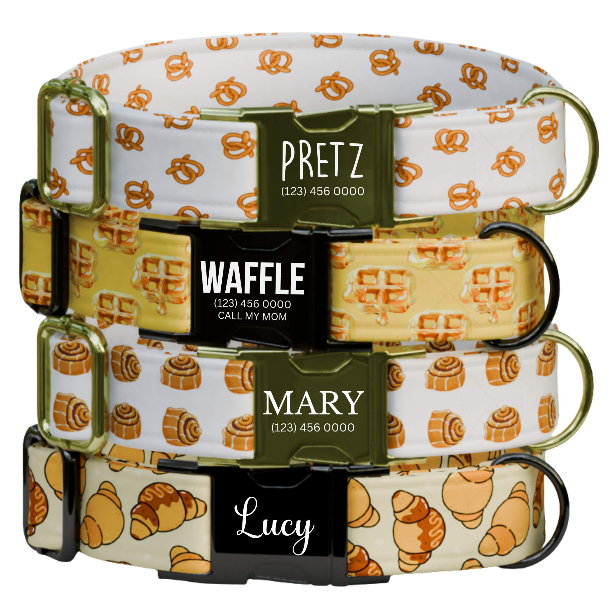 Bread & Pastry Pattern Dog Collar & Leash Set