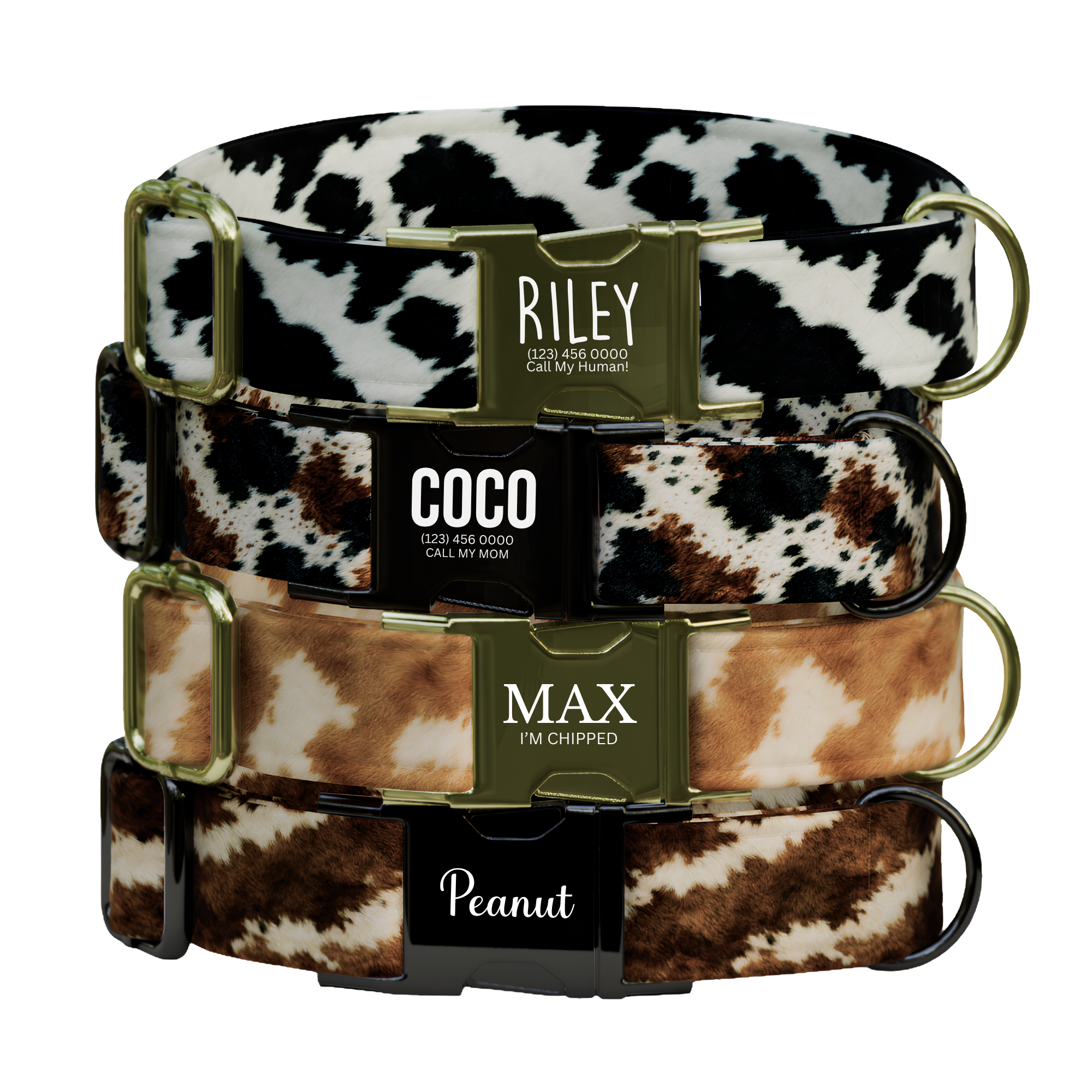 Cow Print Personalized Dog Collar  & Leash Set