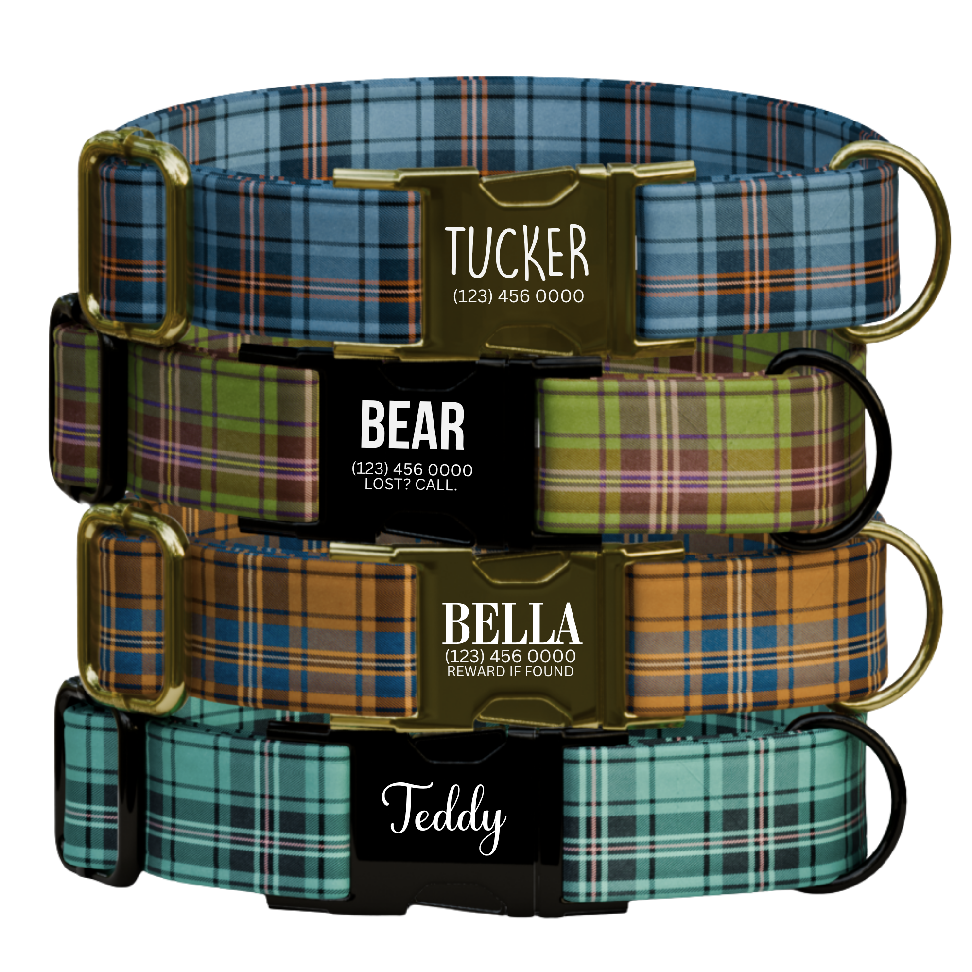 Personalized Retro Plaid Dog Collar & Leash Set (OG-211)