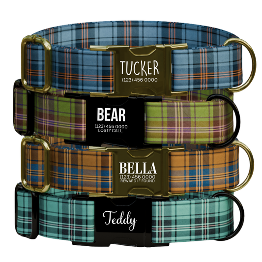 Personalized Retro Plaid Dog Collar & Leash Set (OG-211)