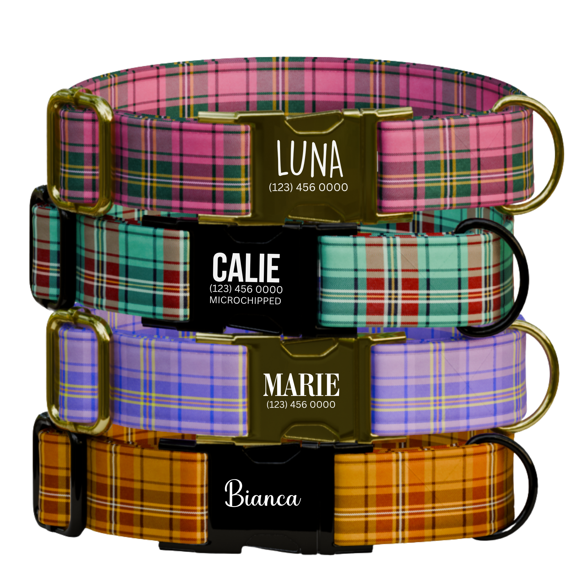 Personalized Plaid Dog Collar & Leash Set (OG-213)