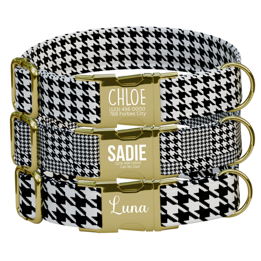Personalized Houndstooth Dog Collar & Leash Set (OG-97)