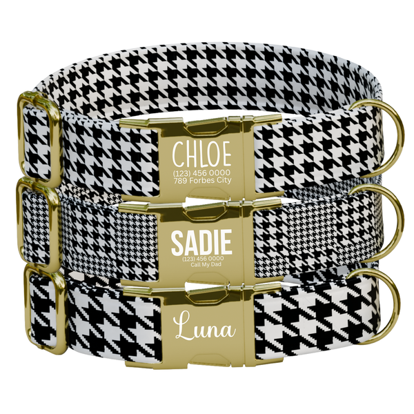 Houndstooth Personalized Dog Collar & Leash Set