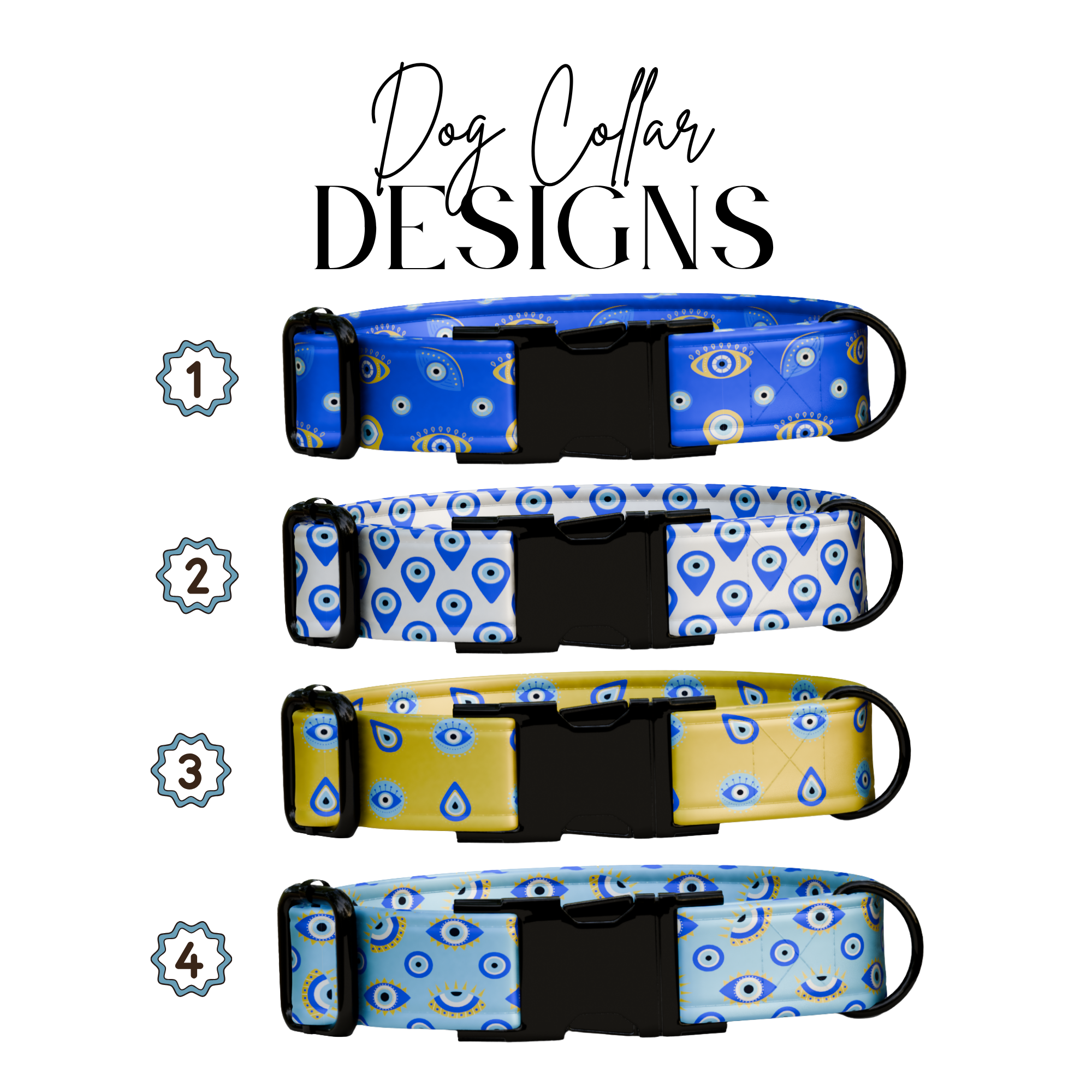 Personalized Evil Eye Dog Collar & Leash Set (OG-249)