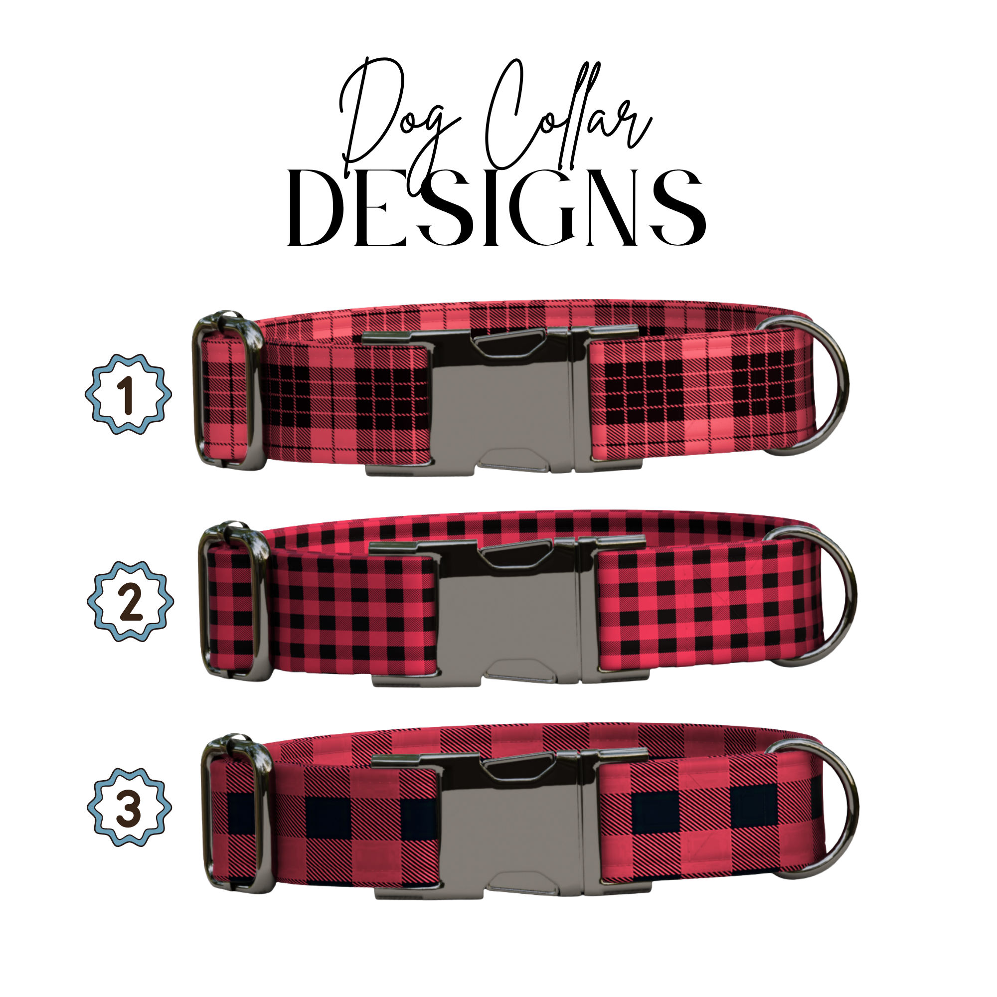 Personalized Red Plaid Dog Collar & Leash Set (OG-16)