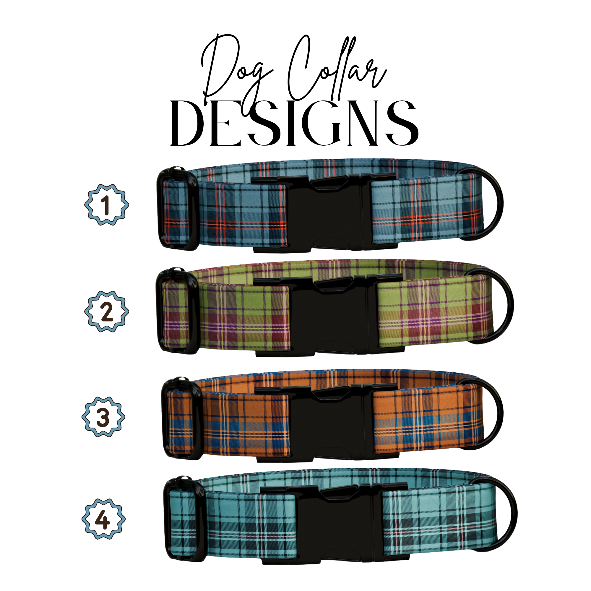 Personalized Retro Plaid Dog Collar & Leash Set (OG-211)