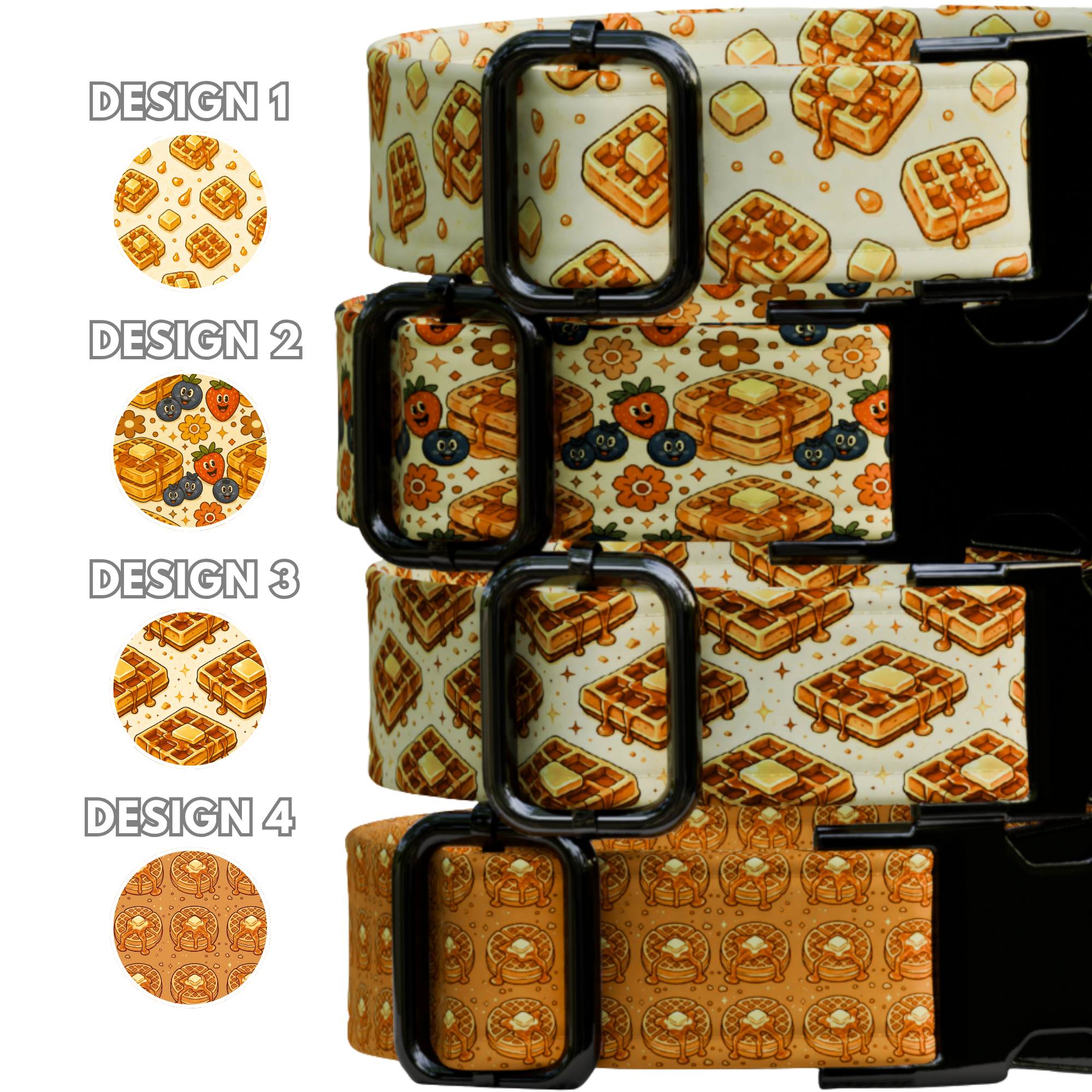 Waffle & Maple Pattern Personalized Dog Collar & Leash Set