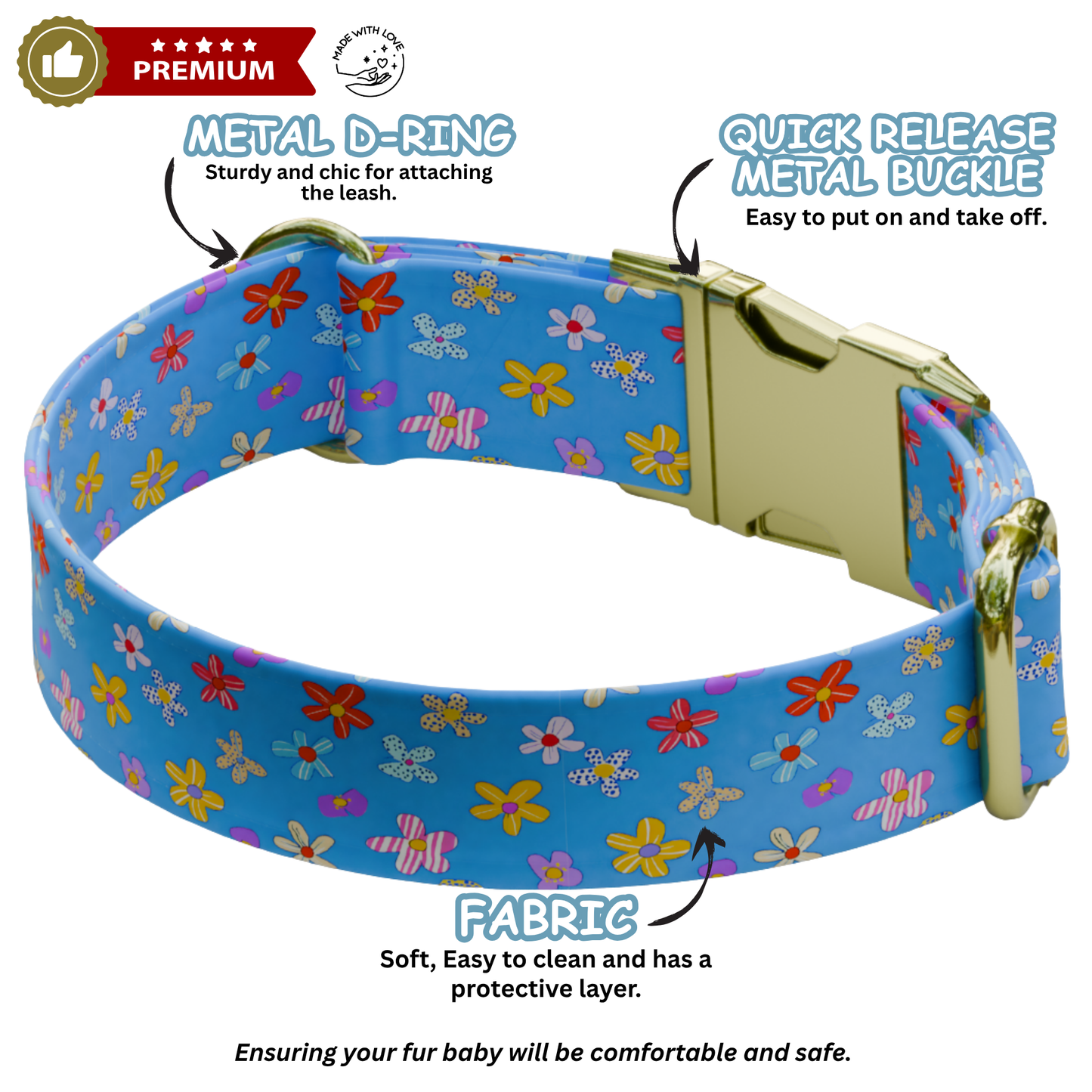Blue Bloom Garden Dog Collar & Leash Set