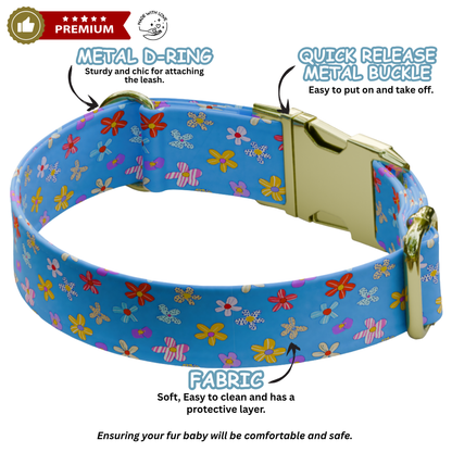 Blue Bloom Garden Dog Collar & Leash Set