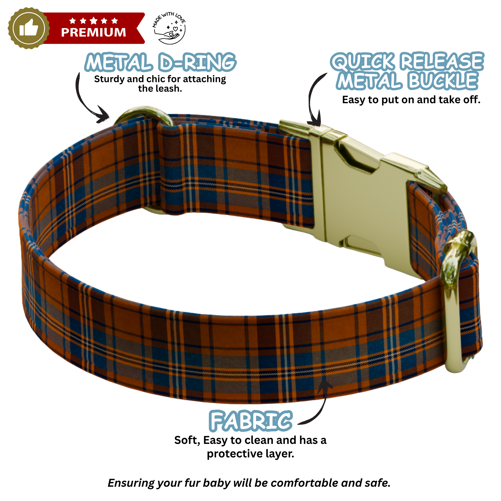 Personalized Retro Plaid Dog Collar & Leash Set (OG-211)