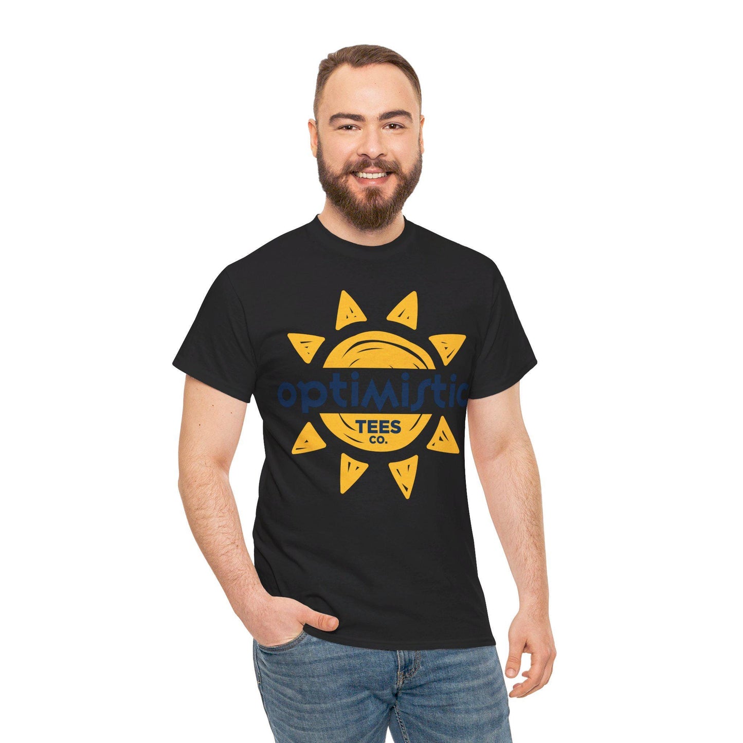 Optimistic Tees Co. Logo T-Shirt | Unisex Sun Design Tee | Positive Vibes Apparel | Everyday Comfort | Positive Energy Clothing