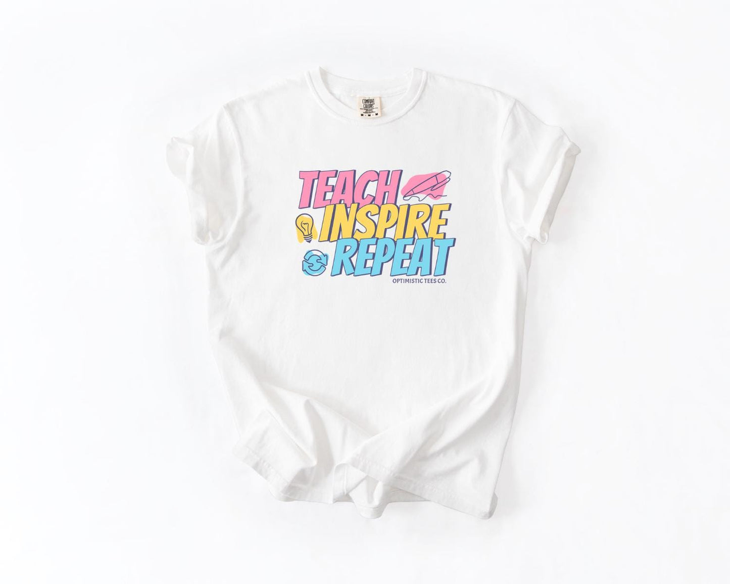 Teach Inspire Repeat T-Shirt, Comfort Colors, Cute Teacher Shirt, Teacher Gift, Teacher Appreciation Gift, Teacher Tees, Casual Wear