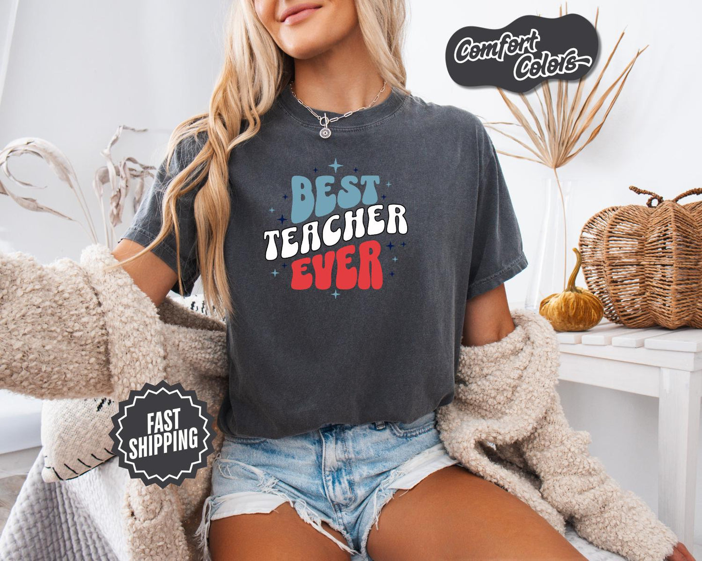 Best Teacher Ever T-Shirt, Comfort Colors, Gift for Educators, Teacher Appreciation Day, Classroom Apparel, Casual Wear, Teacher Tee