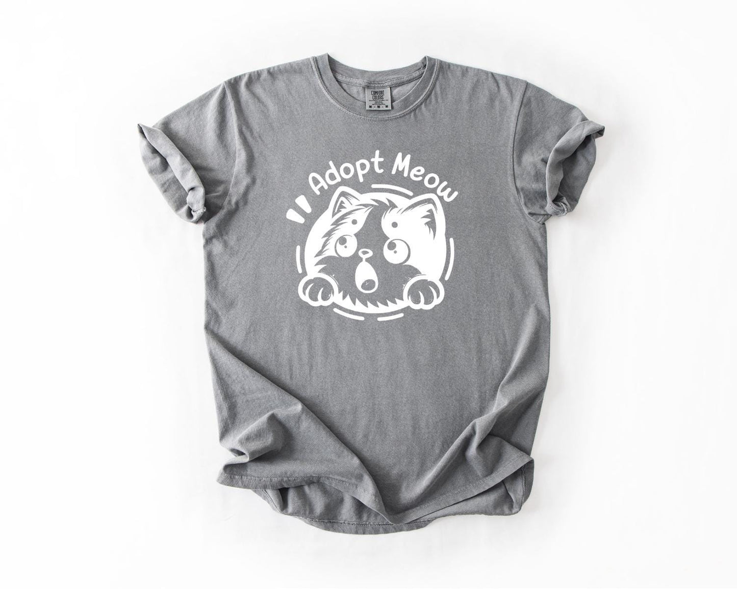 Adopt Meow T-Shirt, Comfort Colors, Cute Cat Lover Tee, Animal Rescue Shirt, Adoption Awareness, Perfect Gift Idea, Everyday Casual Wear