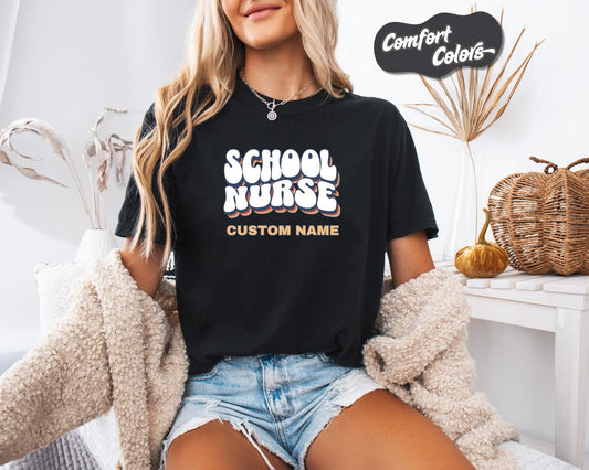 School Nurse T-Shirt, Comfort Colors,  Custom Teacher Shirt, Gift for Nurses, Nurse Shirt, School Nurse Appreciation, Back to School Style