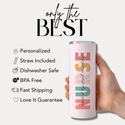 Personalized Certified Registered Nurse Anesthetist 20oz Skinny Tumbler with Straw Cute Nurse Appreciation Gift for CRNA Tumbler CRNA Cup