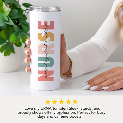 Personalized Certified Registered Nurse Anesthetist 20oz Skinny Tumbler with Straw Cute Nurse Appreciation Gift for CRNA Tumbler CRNA Cup